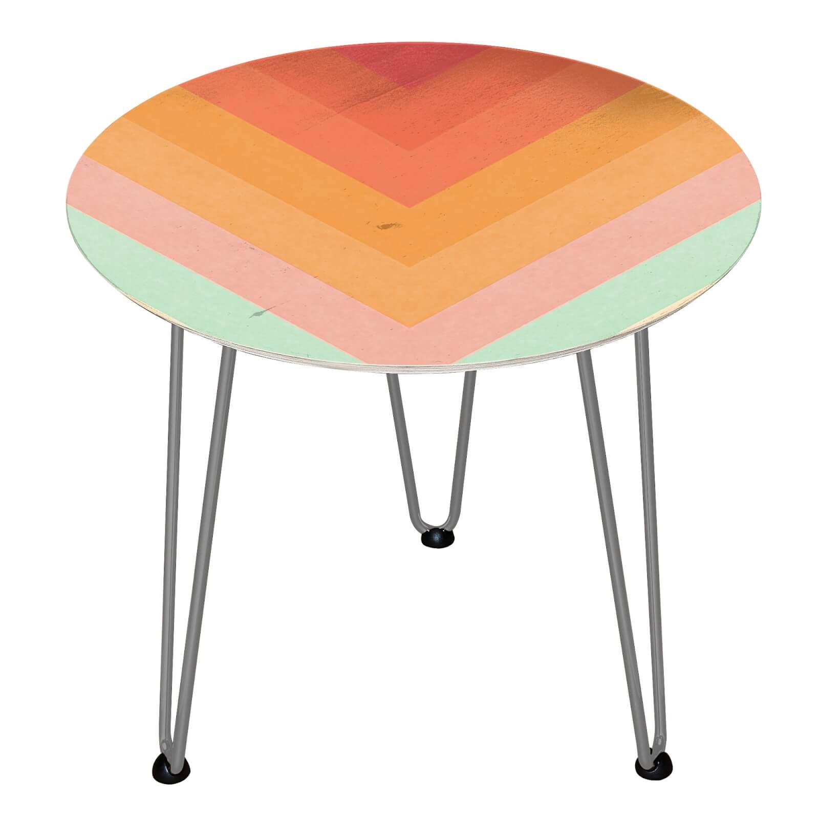 Rainbow Chervons Wooden Side Table - Silver