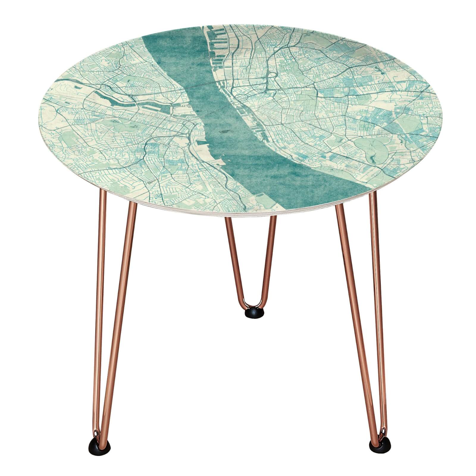 Liverpool Wooden Side Table - Rose gold