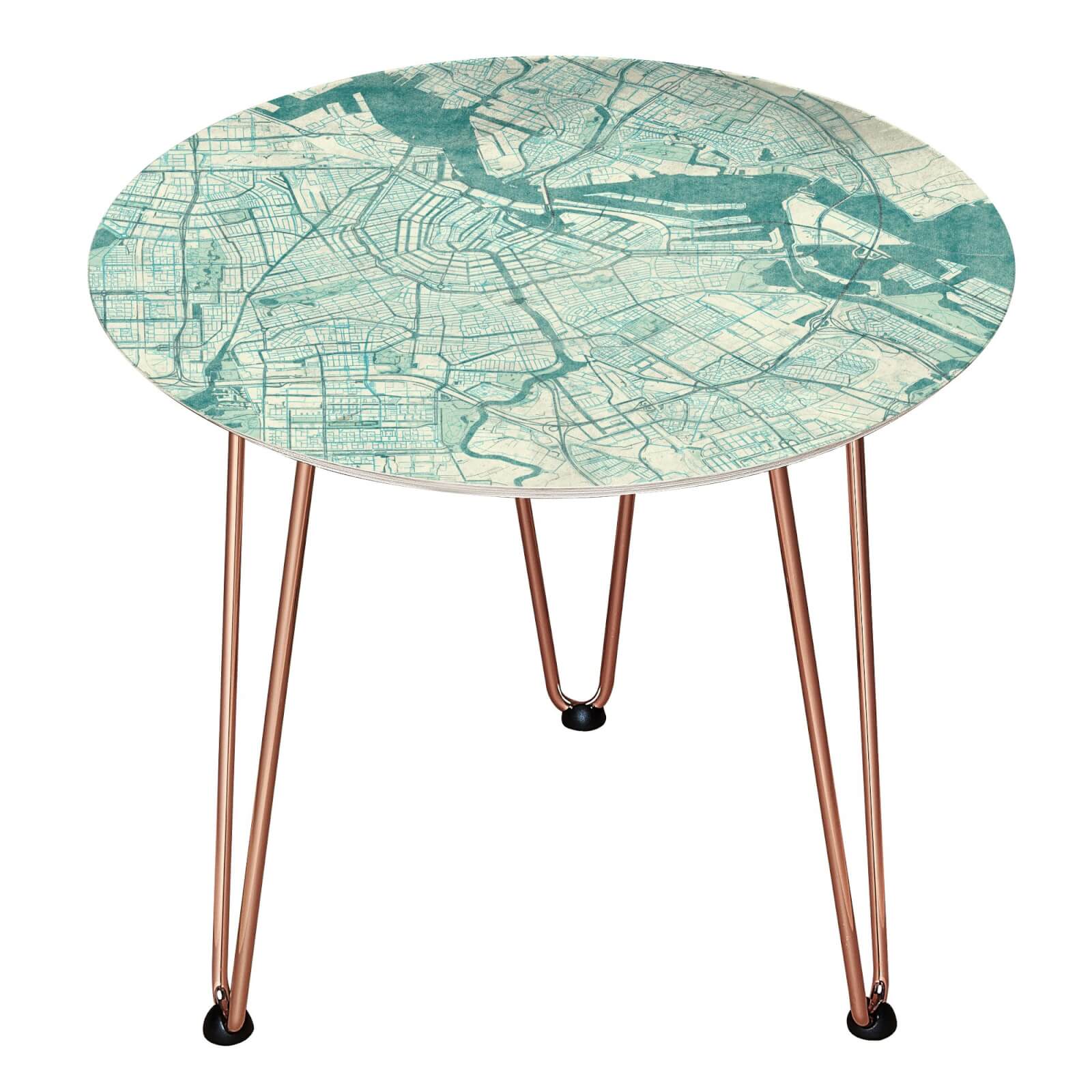 Amsterdam Wooden Side Table - Rose gold