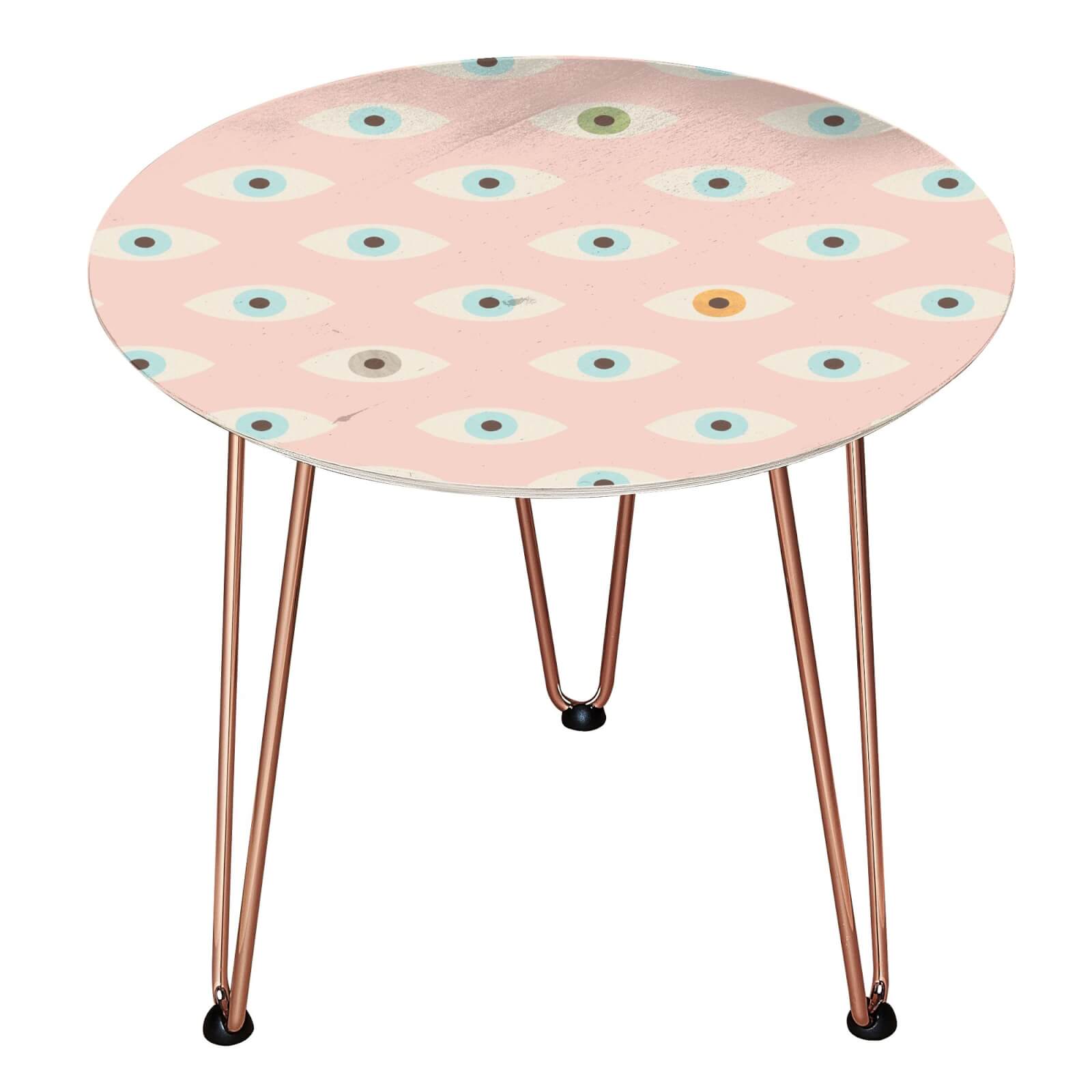 Thousand Eyes Wooden Side Table - Rose gold