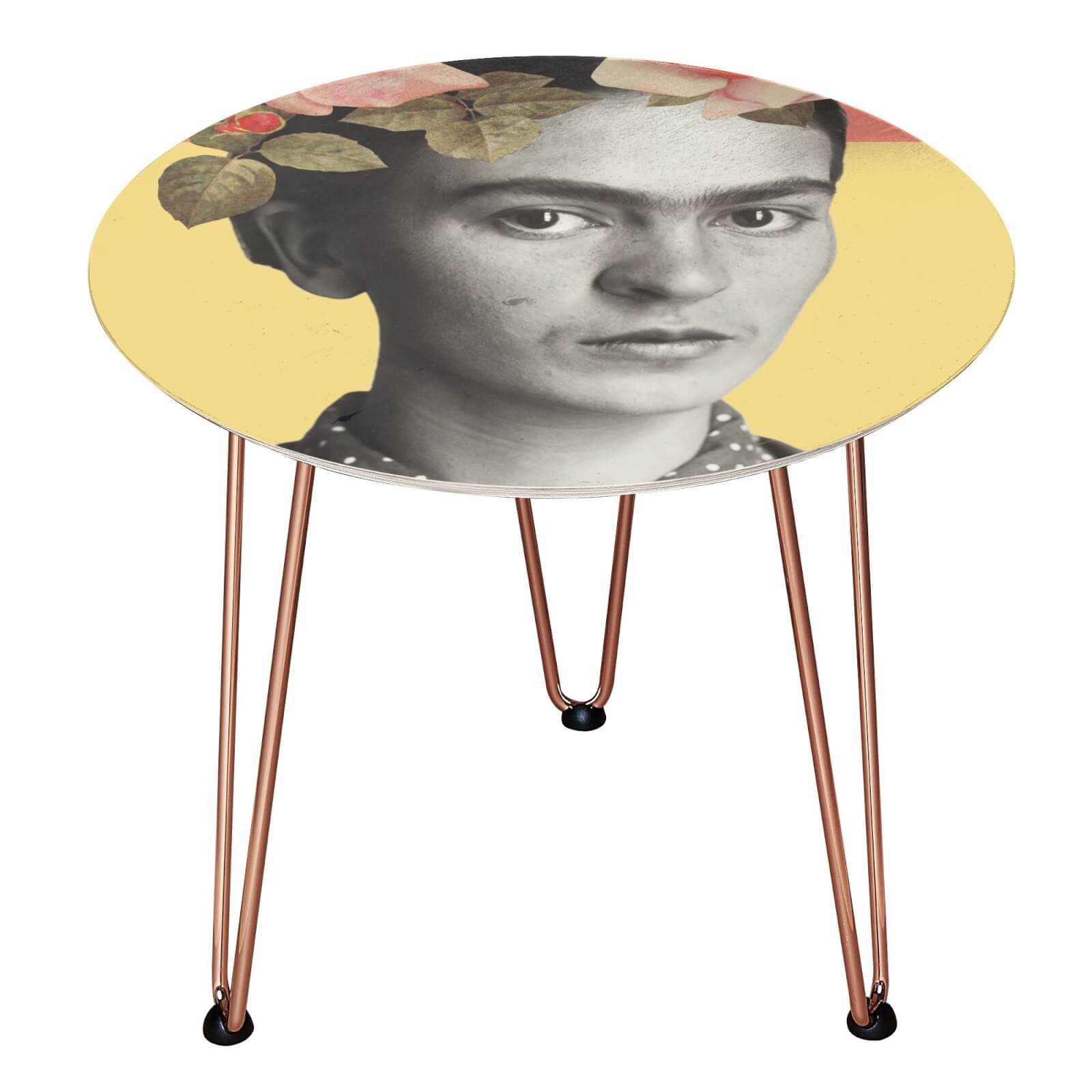 Frida Wooden Side Table - Rose gold