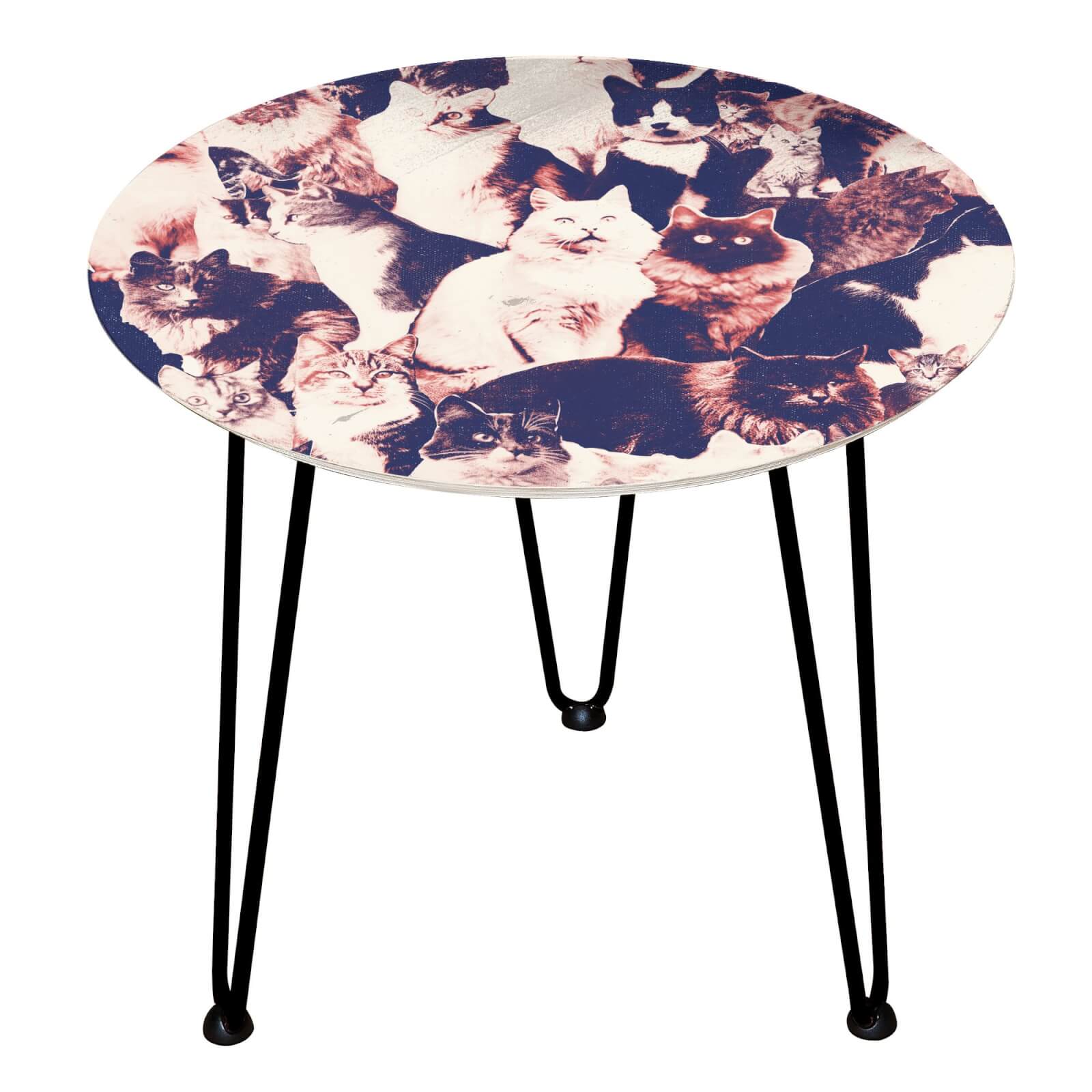 All The Cats Wooden Side Table - Black