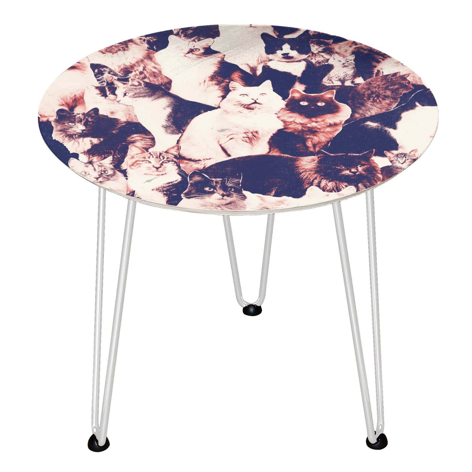 All The Cats Wooden Side Table - White