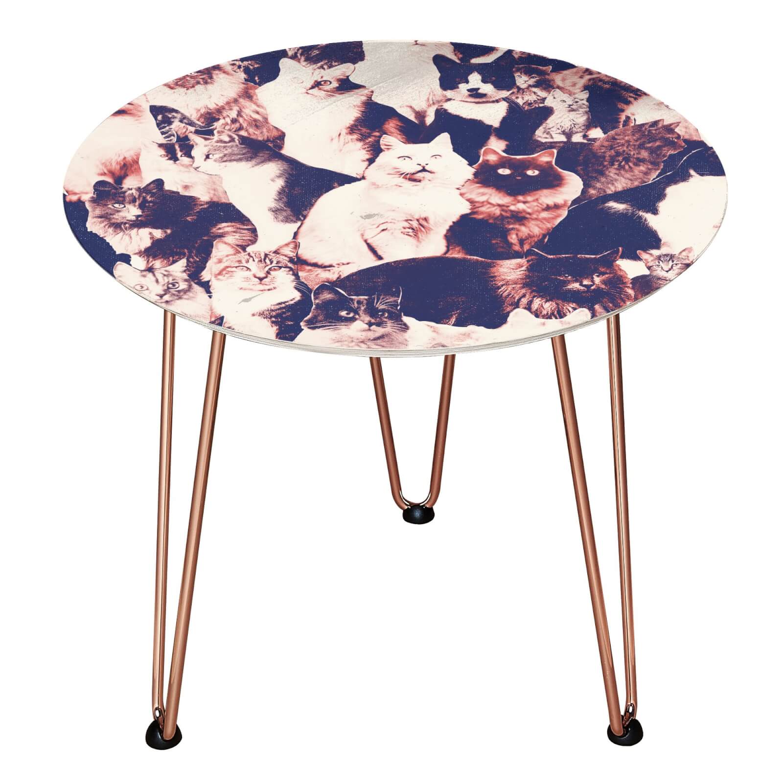 All The Cats Wooden Side Table - Rose gold