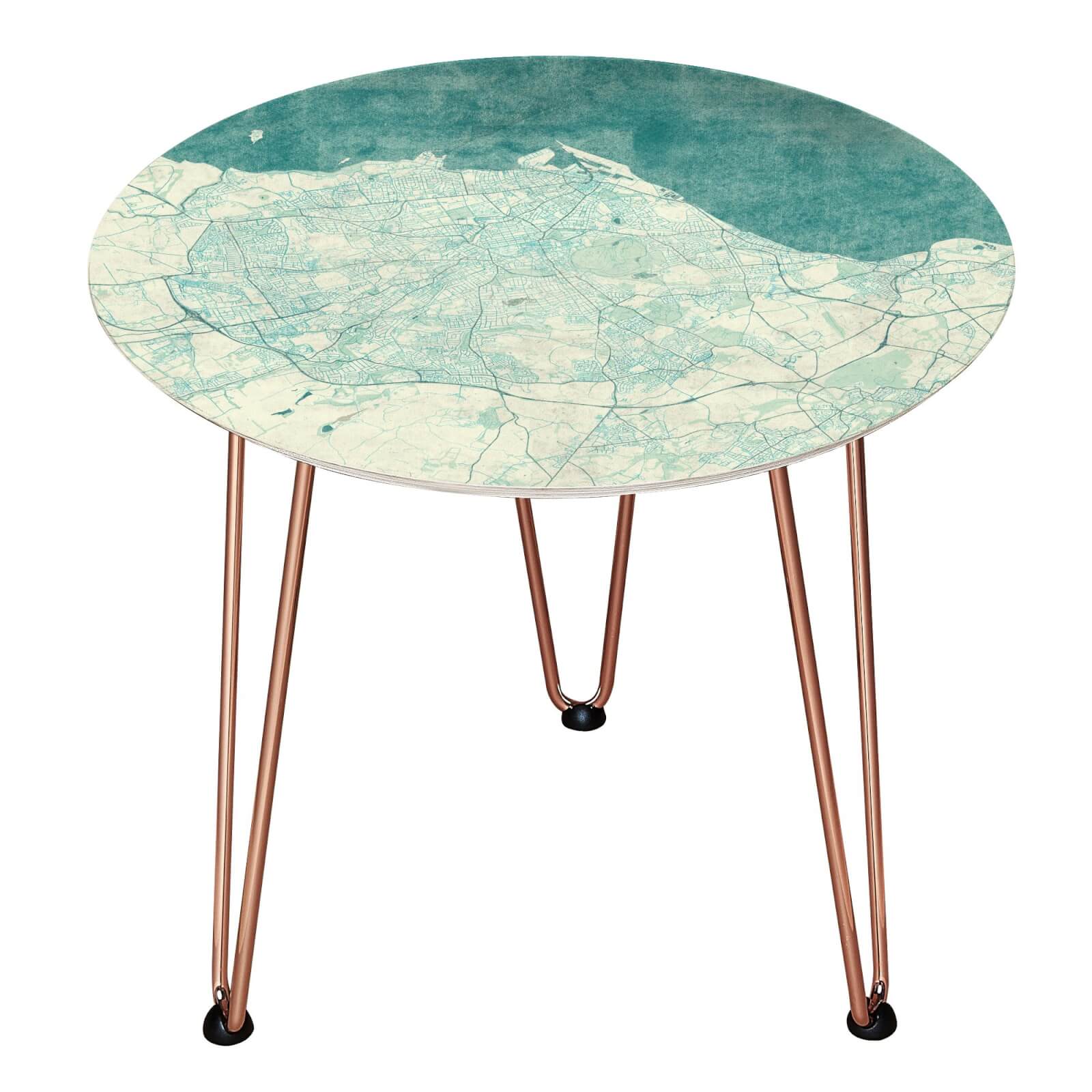 Edinburgh Wooden Side Table - Rose gold