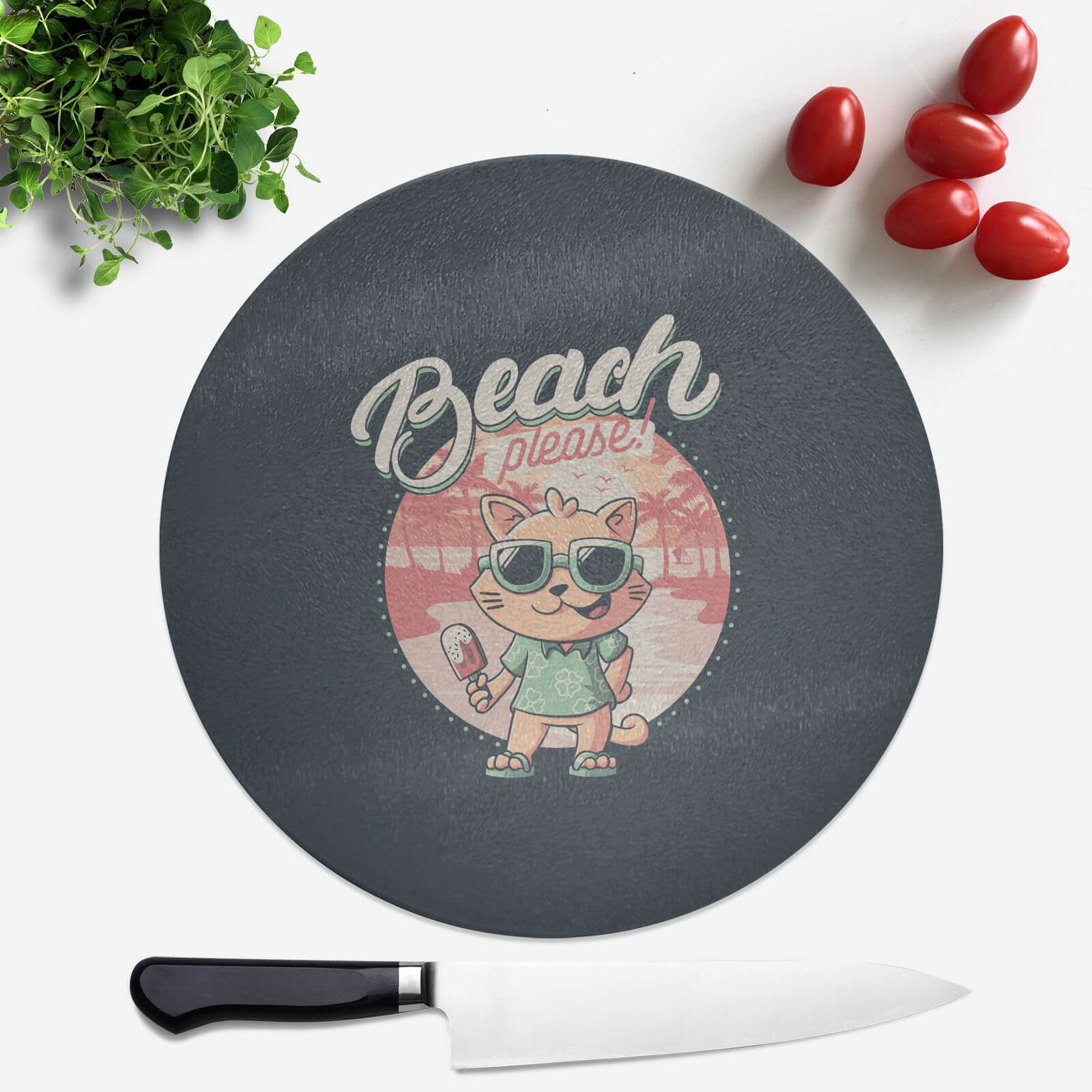 Beach Please Round Chopping Board