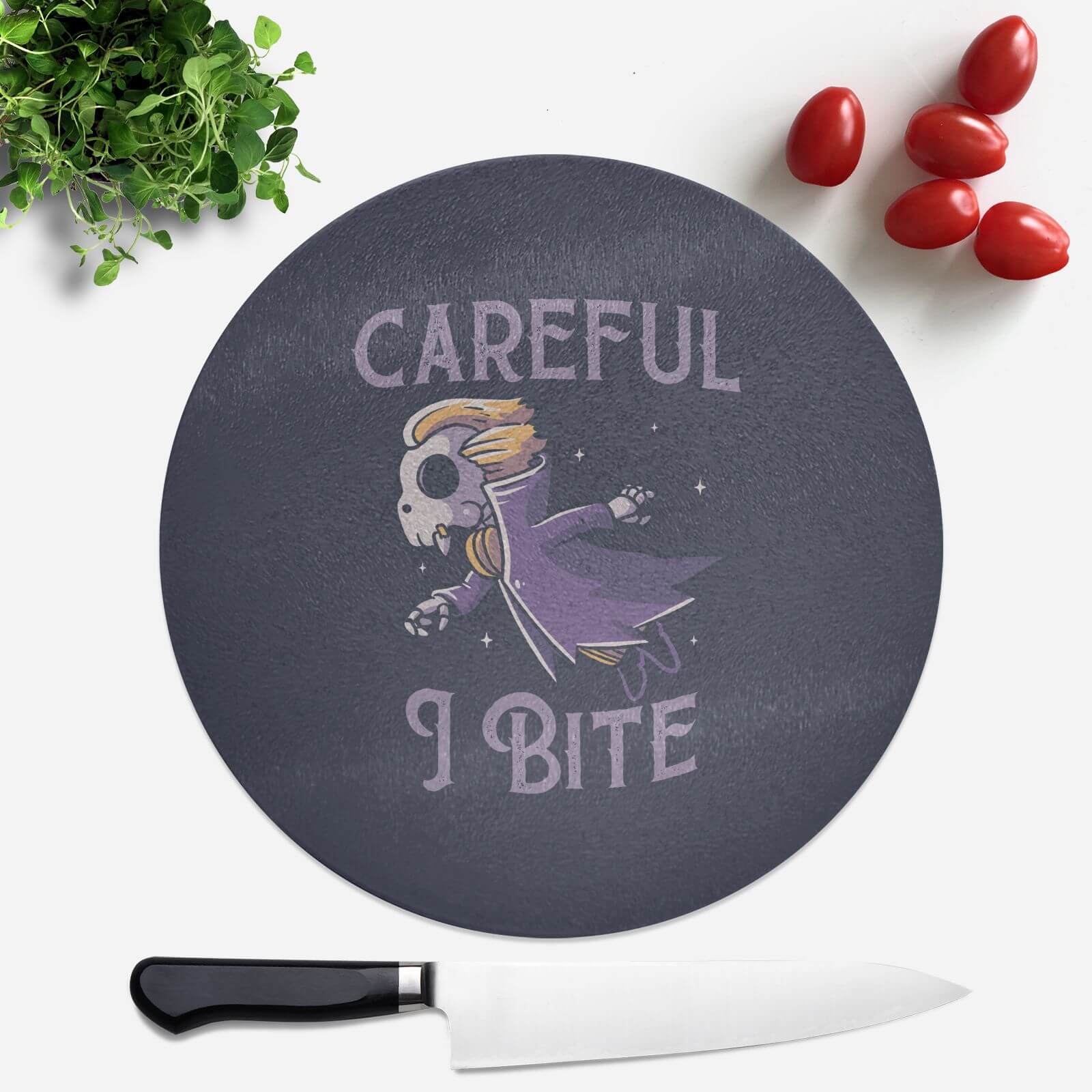 Careful I Bite Round Chopping Board