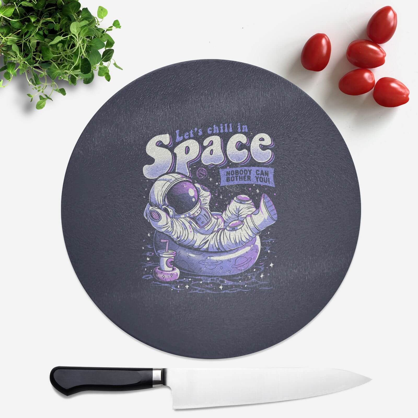 Chilling In Space Round Chopping Board