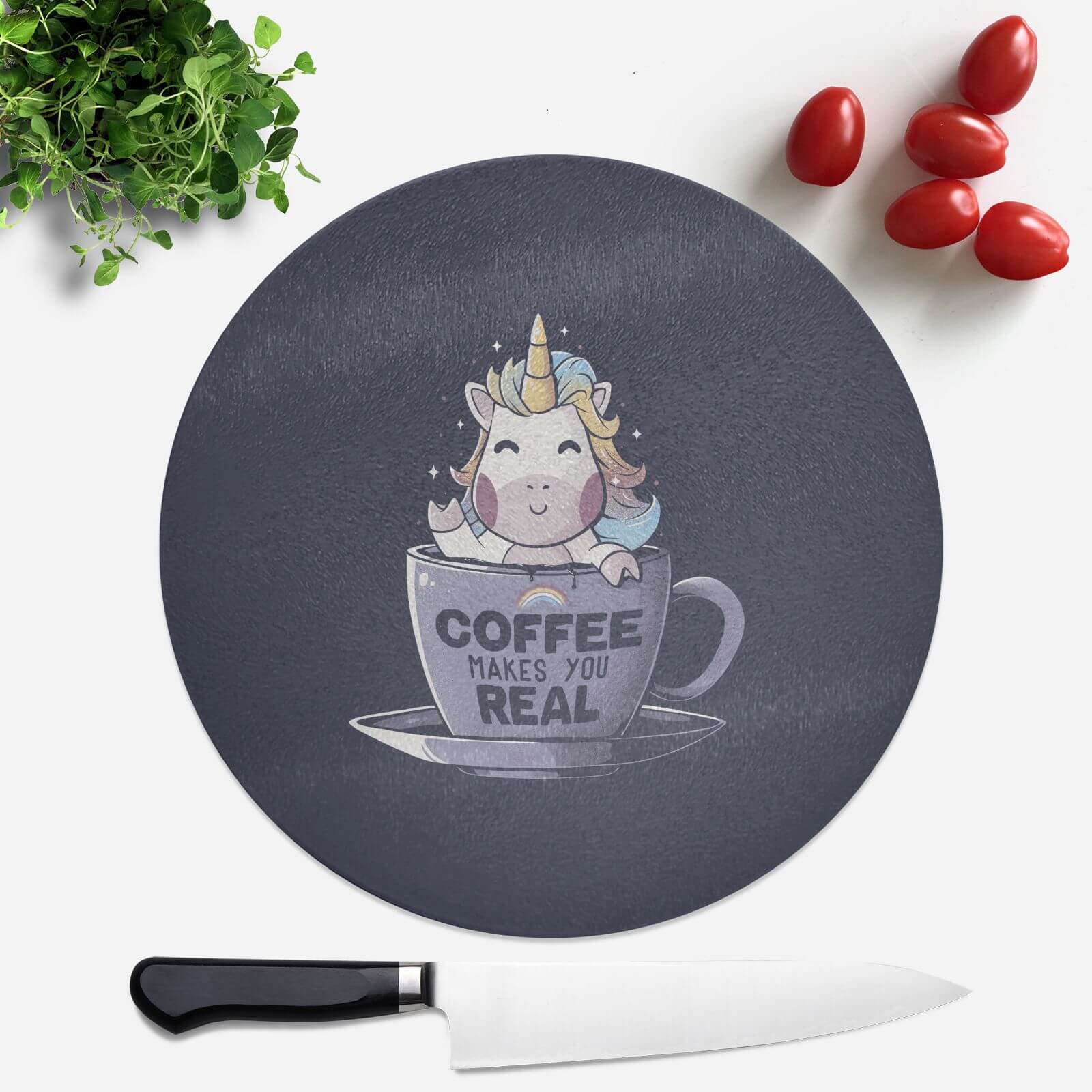 Coffee Makes You Real Round Chopping Board