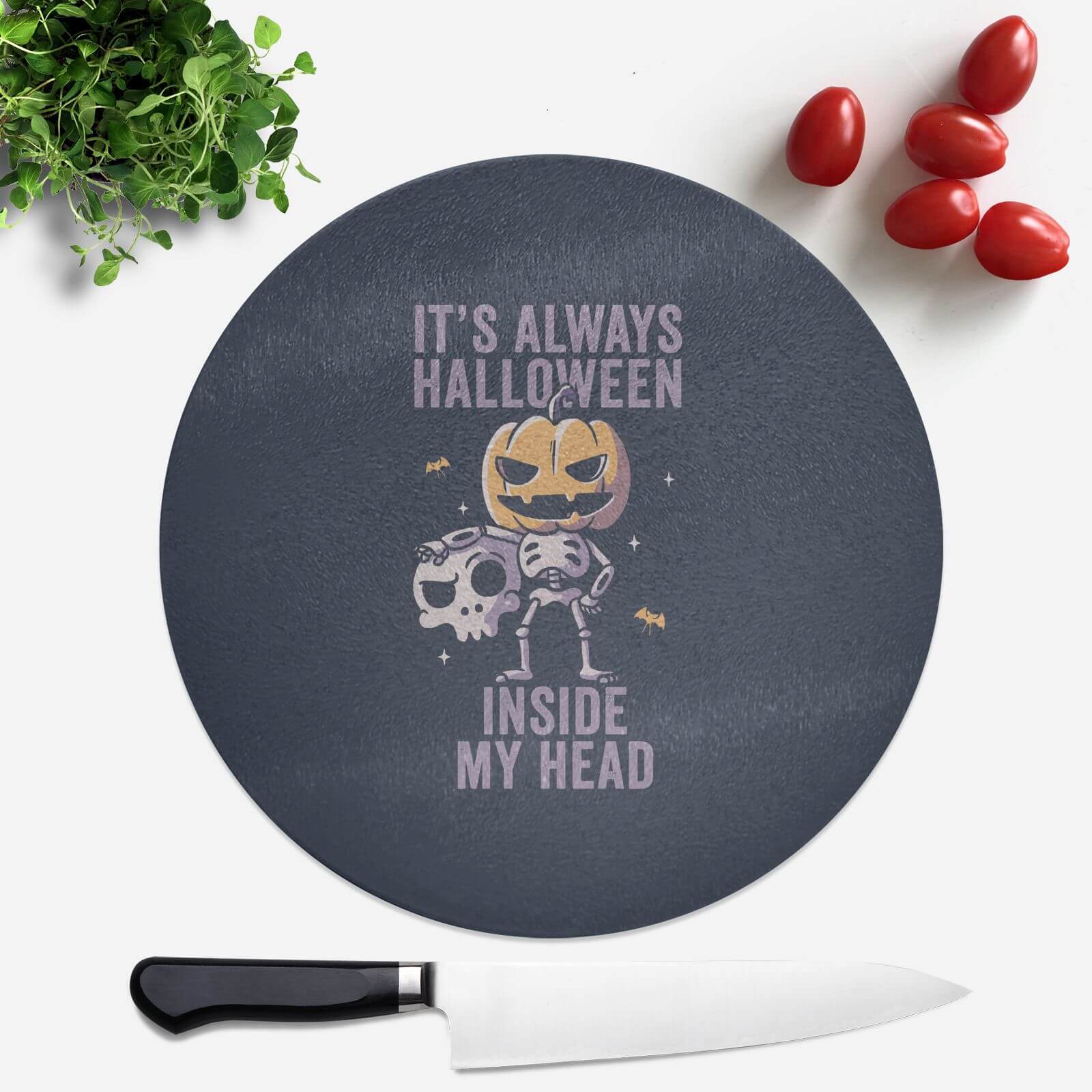 Its Always Halloween Inside My Head Round Chopping Board