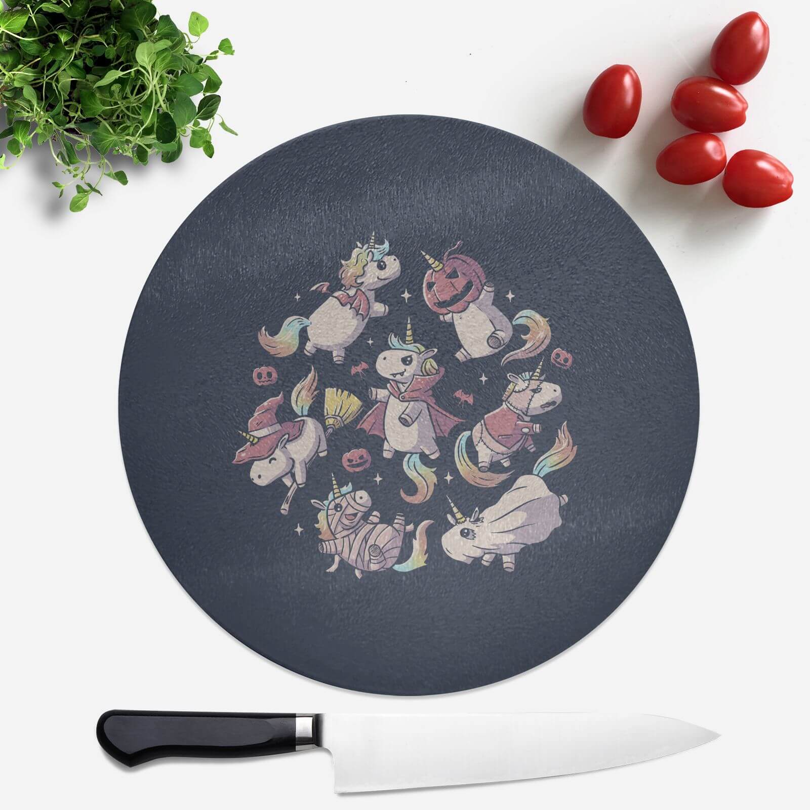 Halloween Unicorns Round Chopping Board