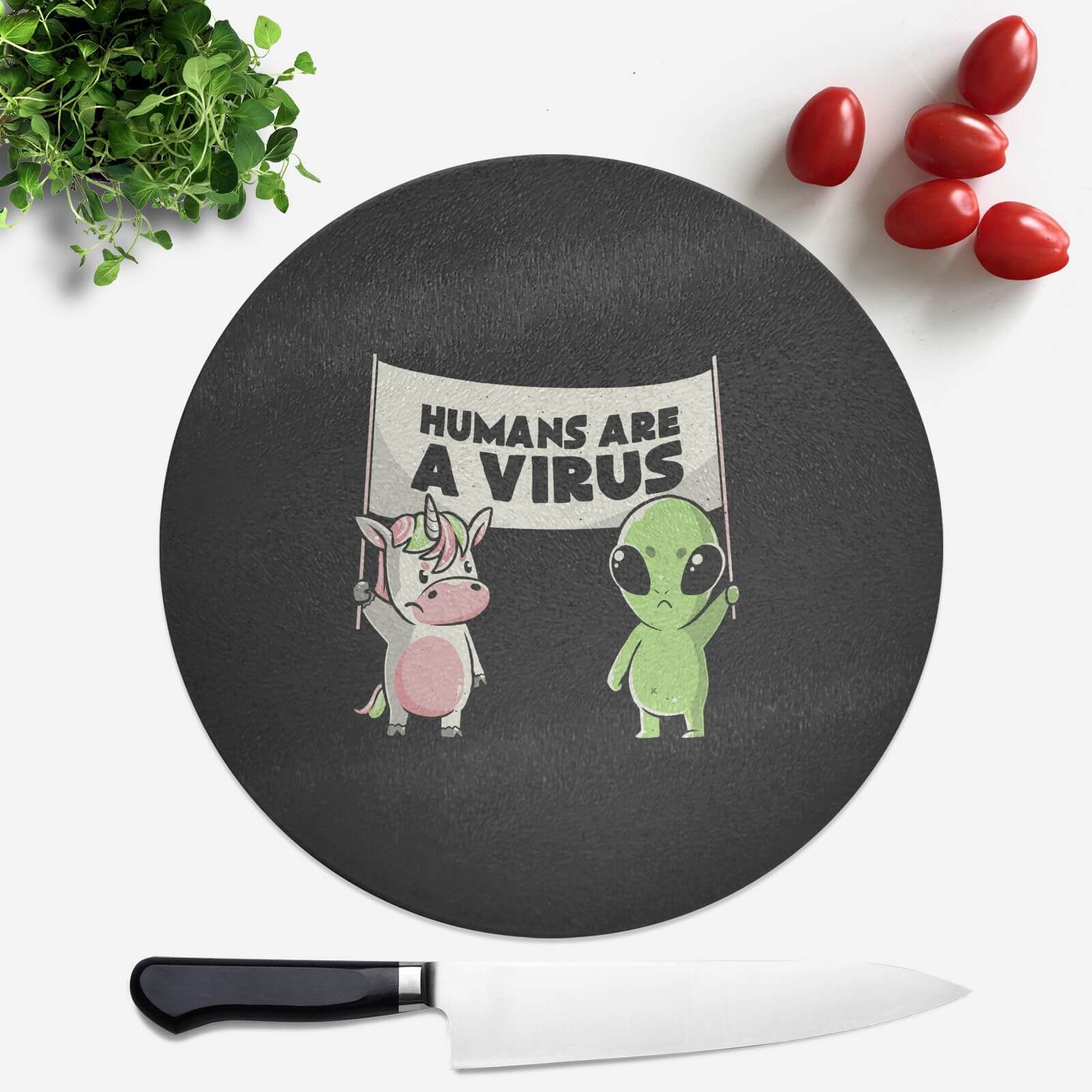 Humans Are A Virus Night Protest Round Chopping Board