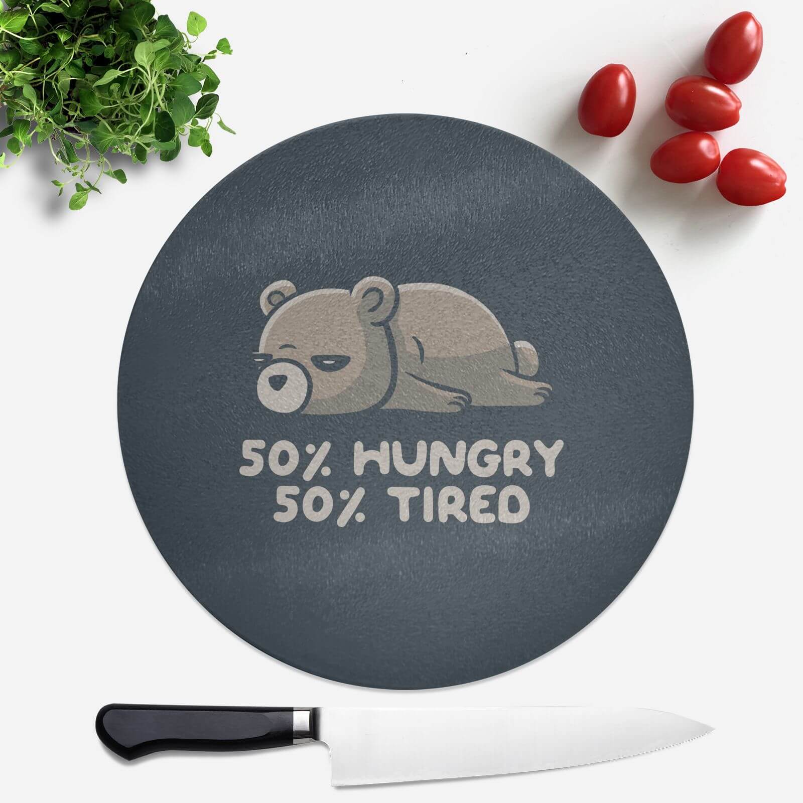 Hungry And Tired Round Chopping Board