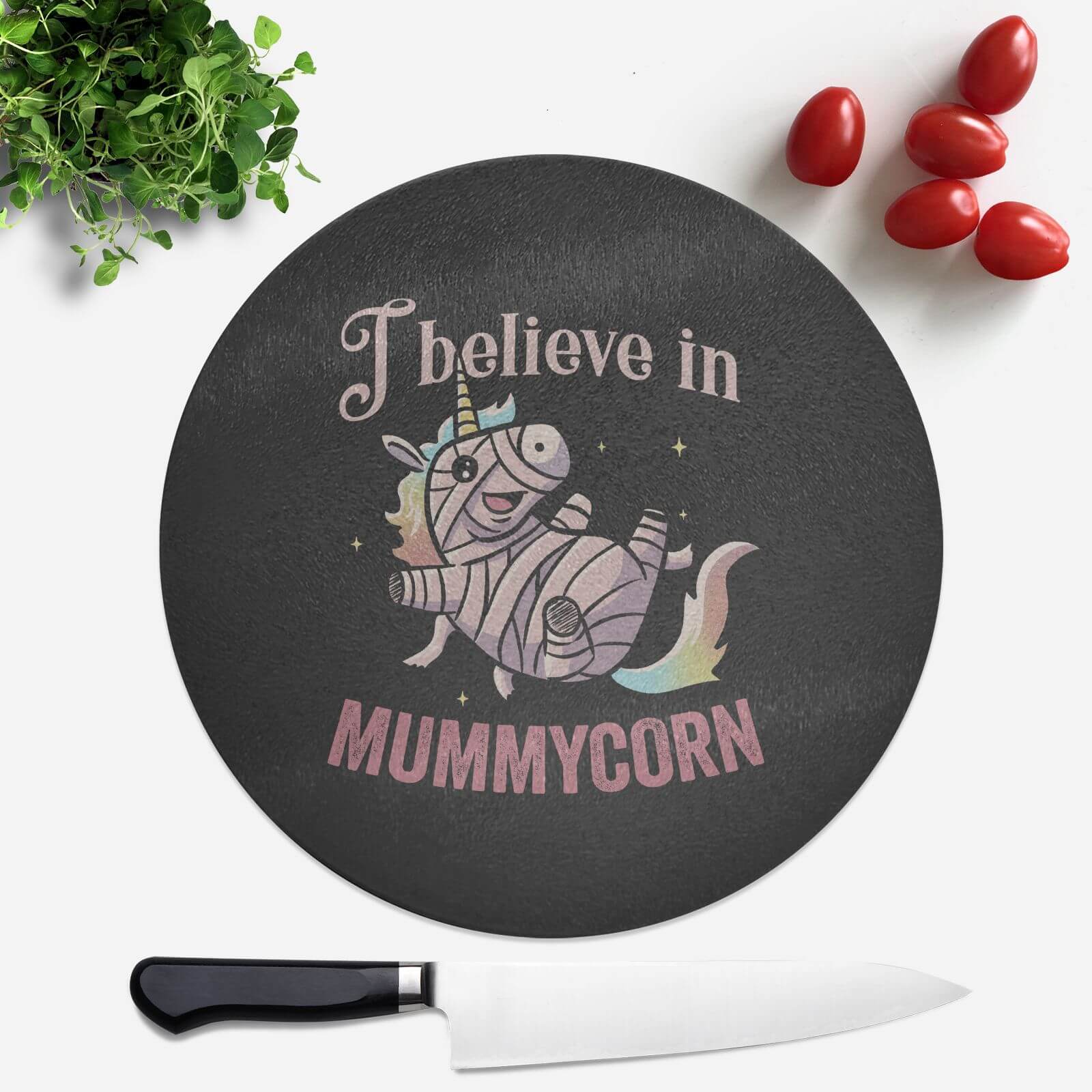 I Believe In Mummycorn Round Chopping Board