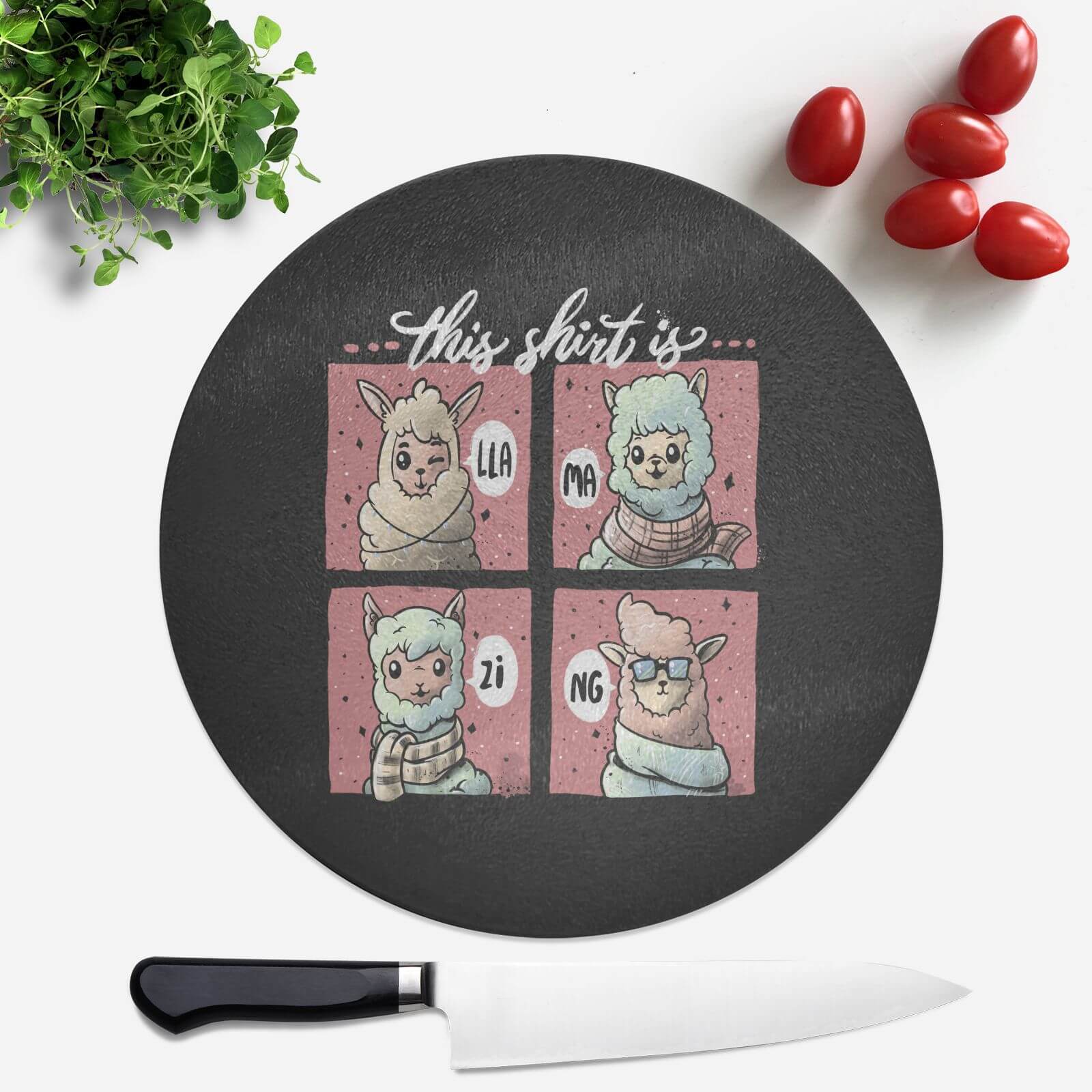 Llamazing Round Chopping Board