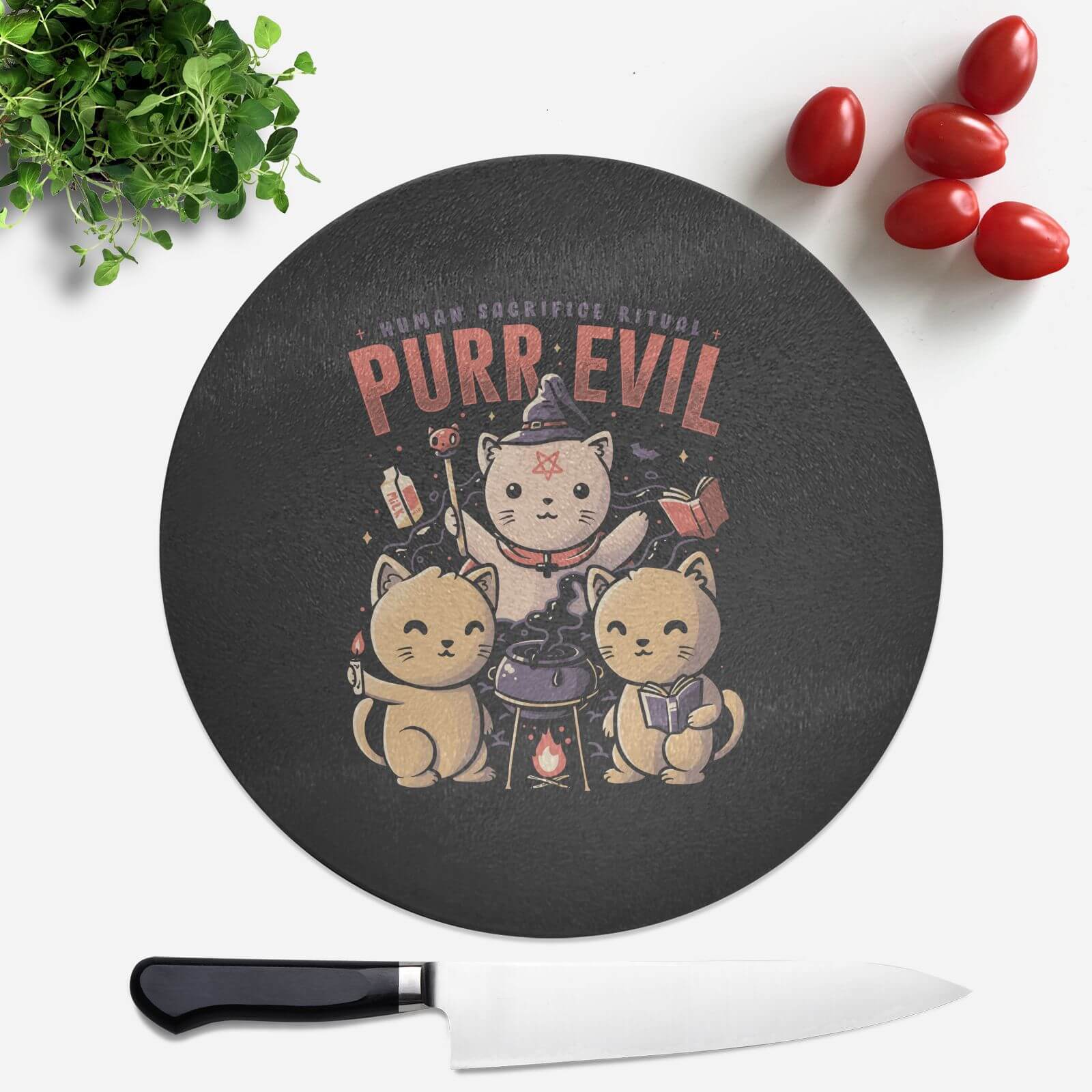Purr Evil Round Chopping Board