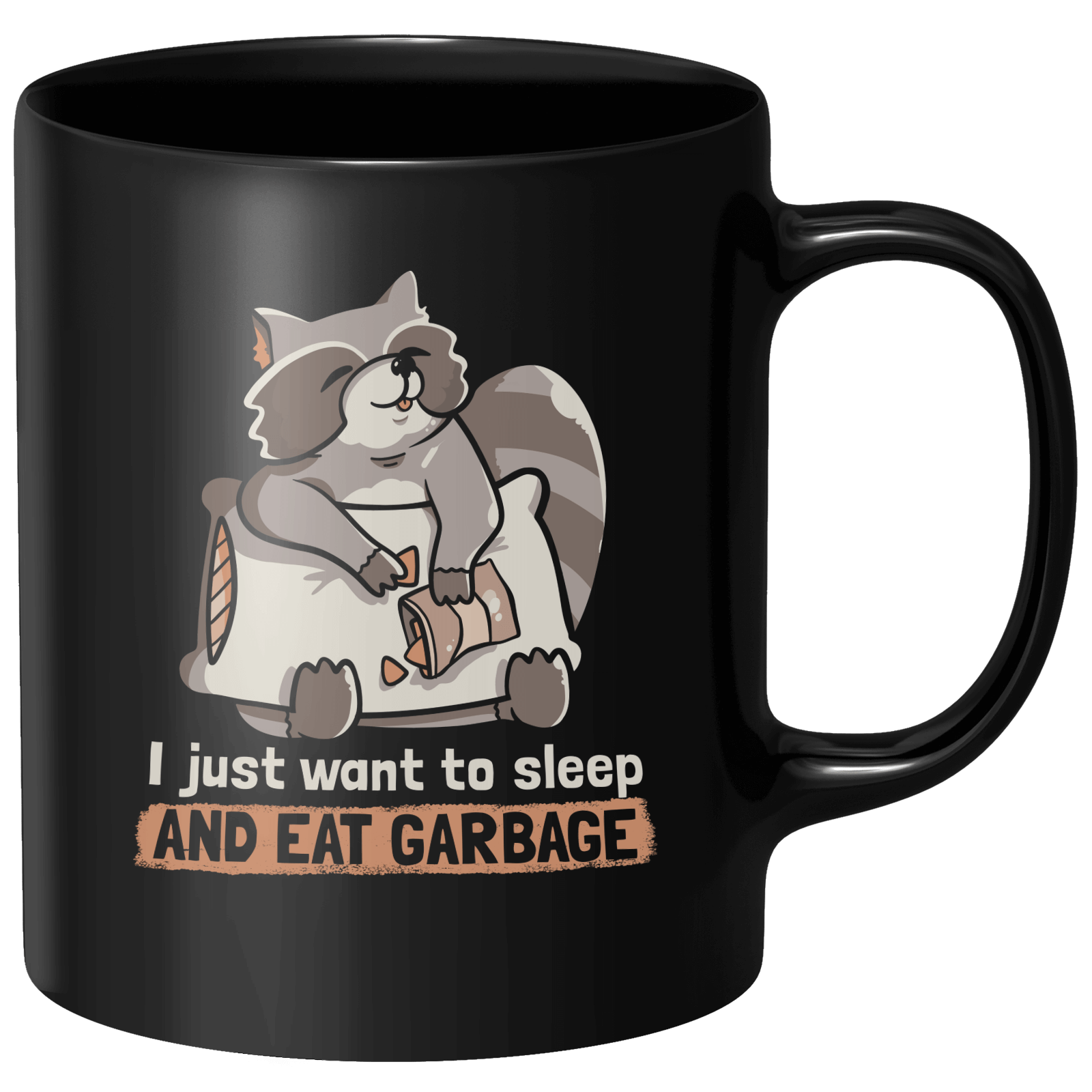 Sleep And Eat Garbage Mug - Black