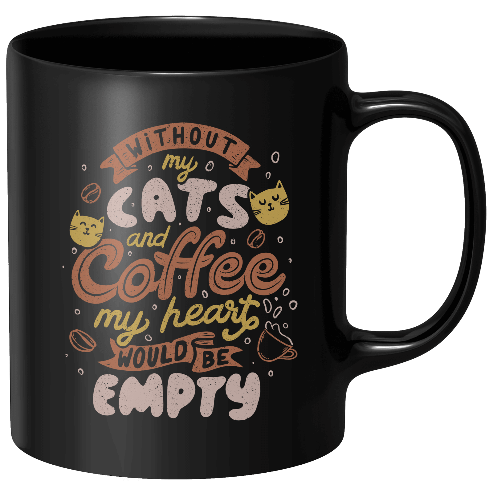 Cats And Coffee Mug - Black