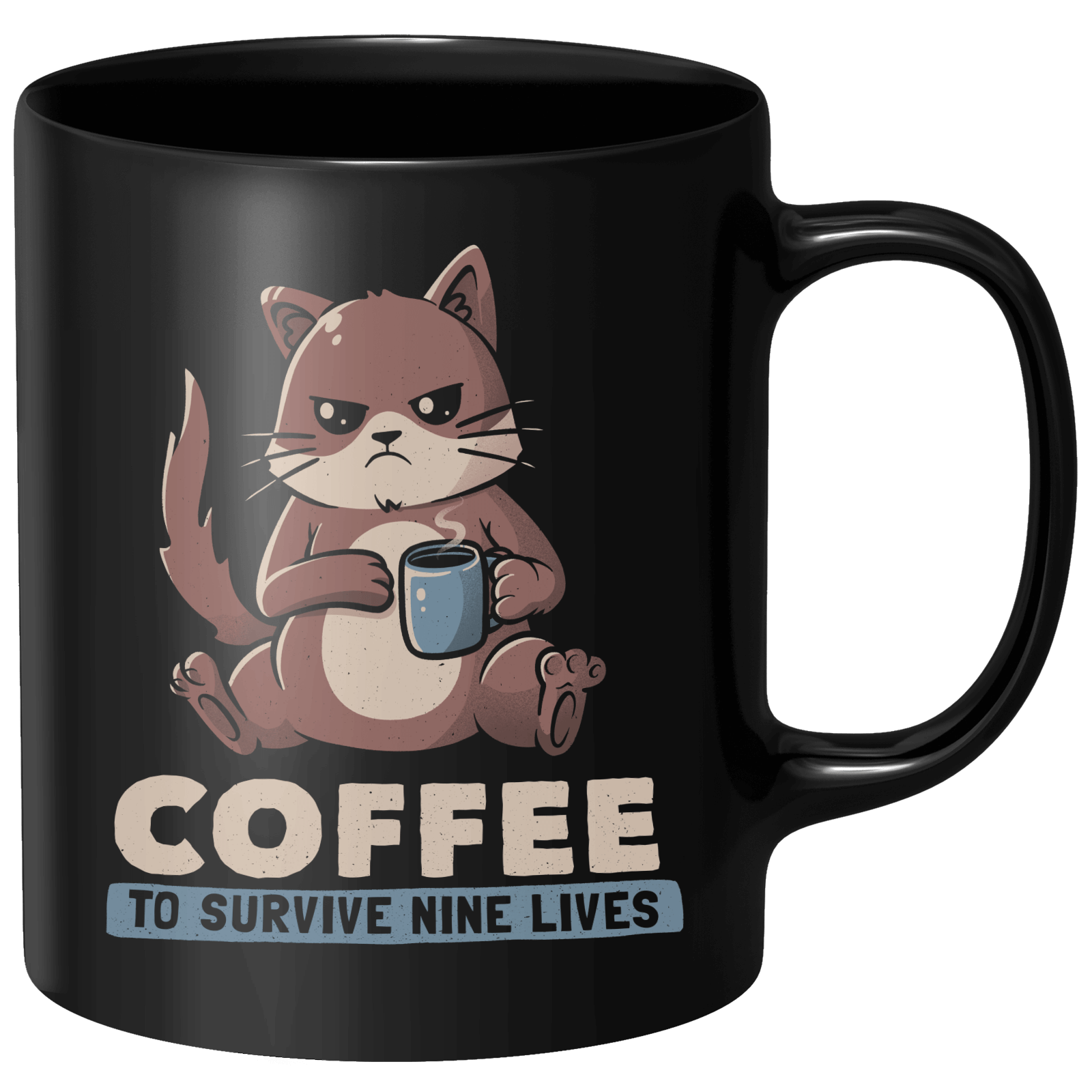Coffee To Survive Nine Lives Mug - Black