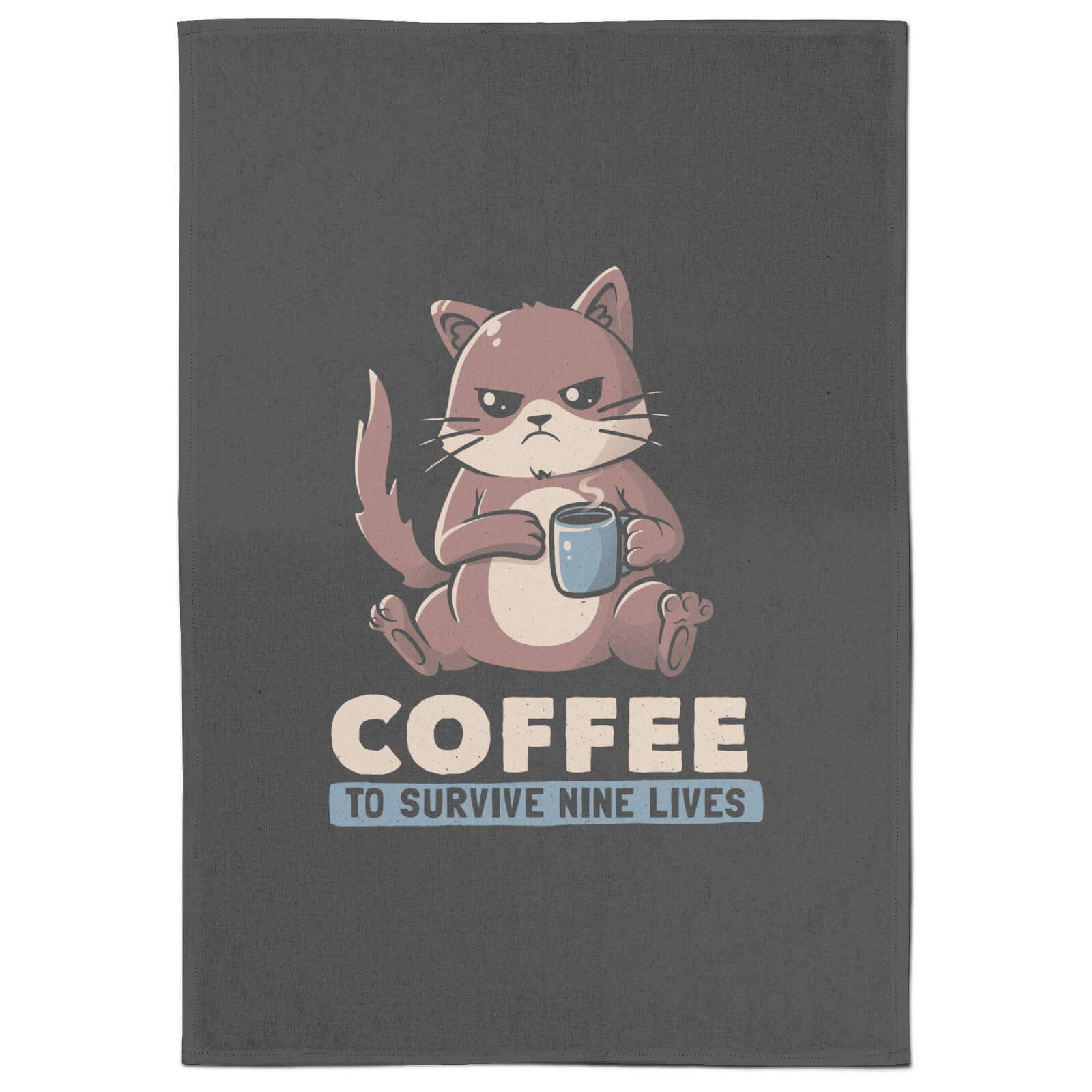 Coffee To Survive Nine Lives Tea Towel