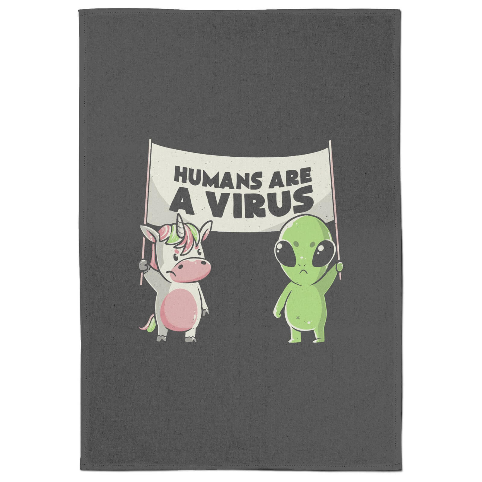 Humans Are A Virus Night Protest Tea Towel