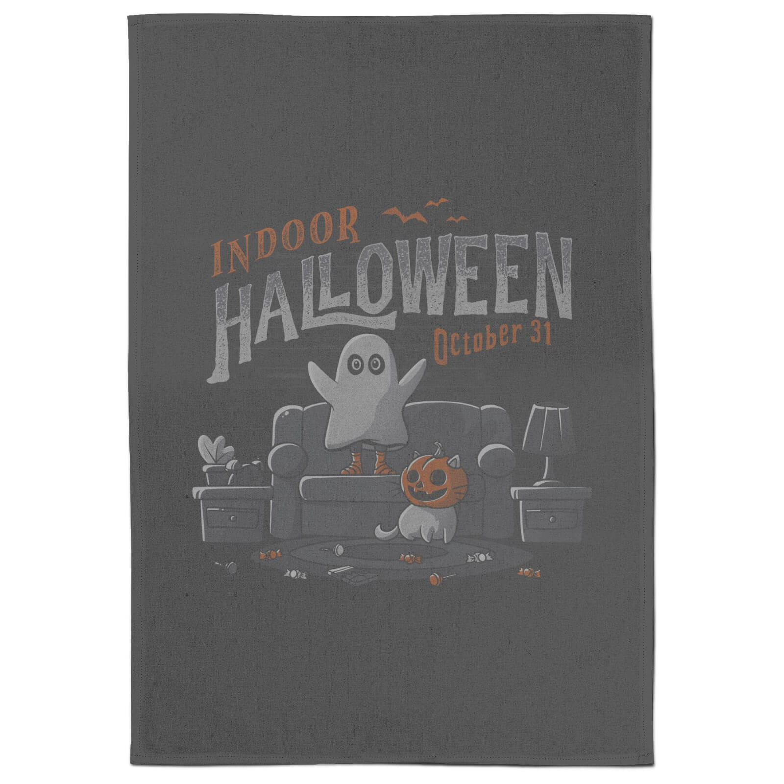 Indoor Halloween Tea Towel