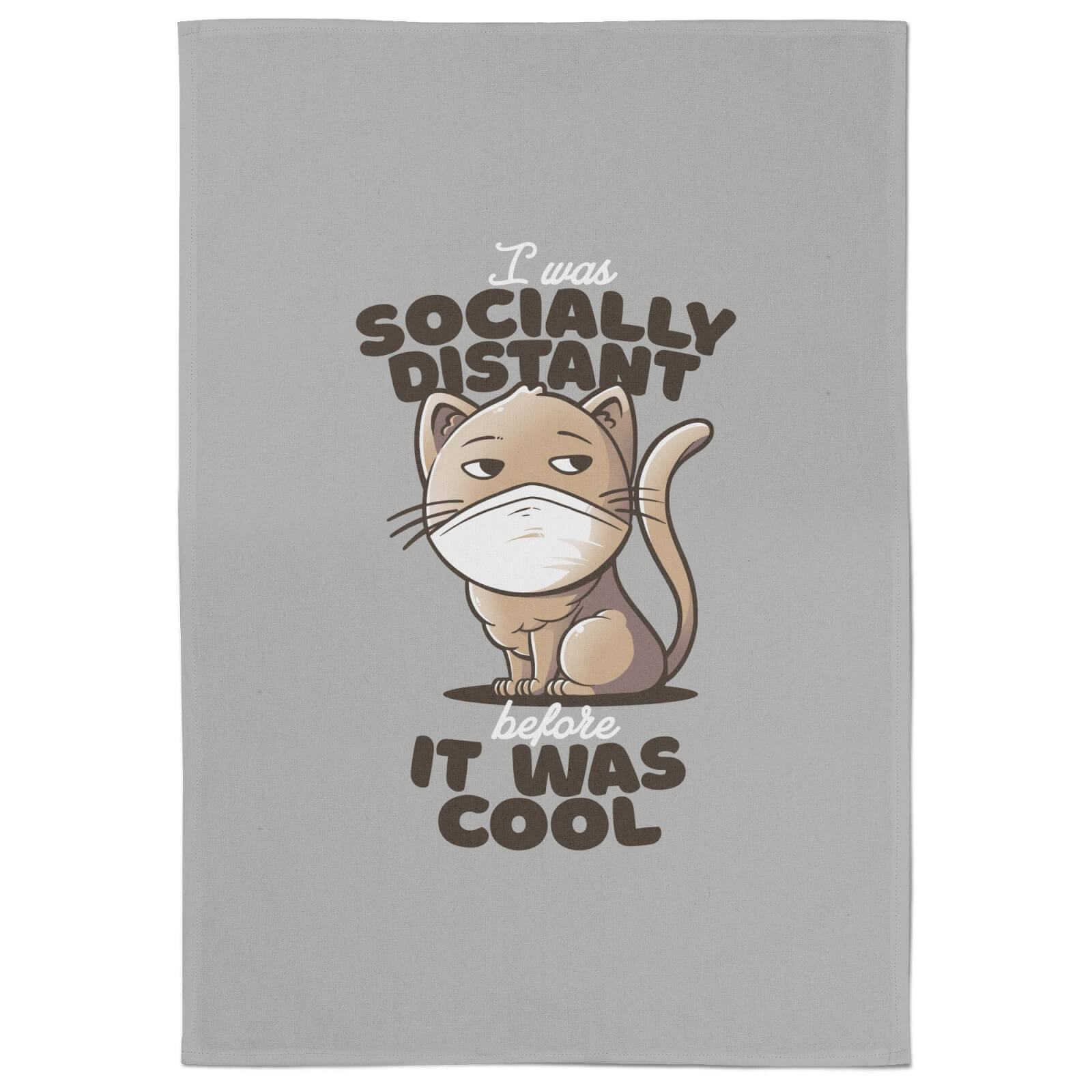 Socially Distant Cat Tea Towel