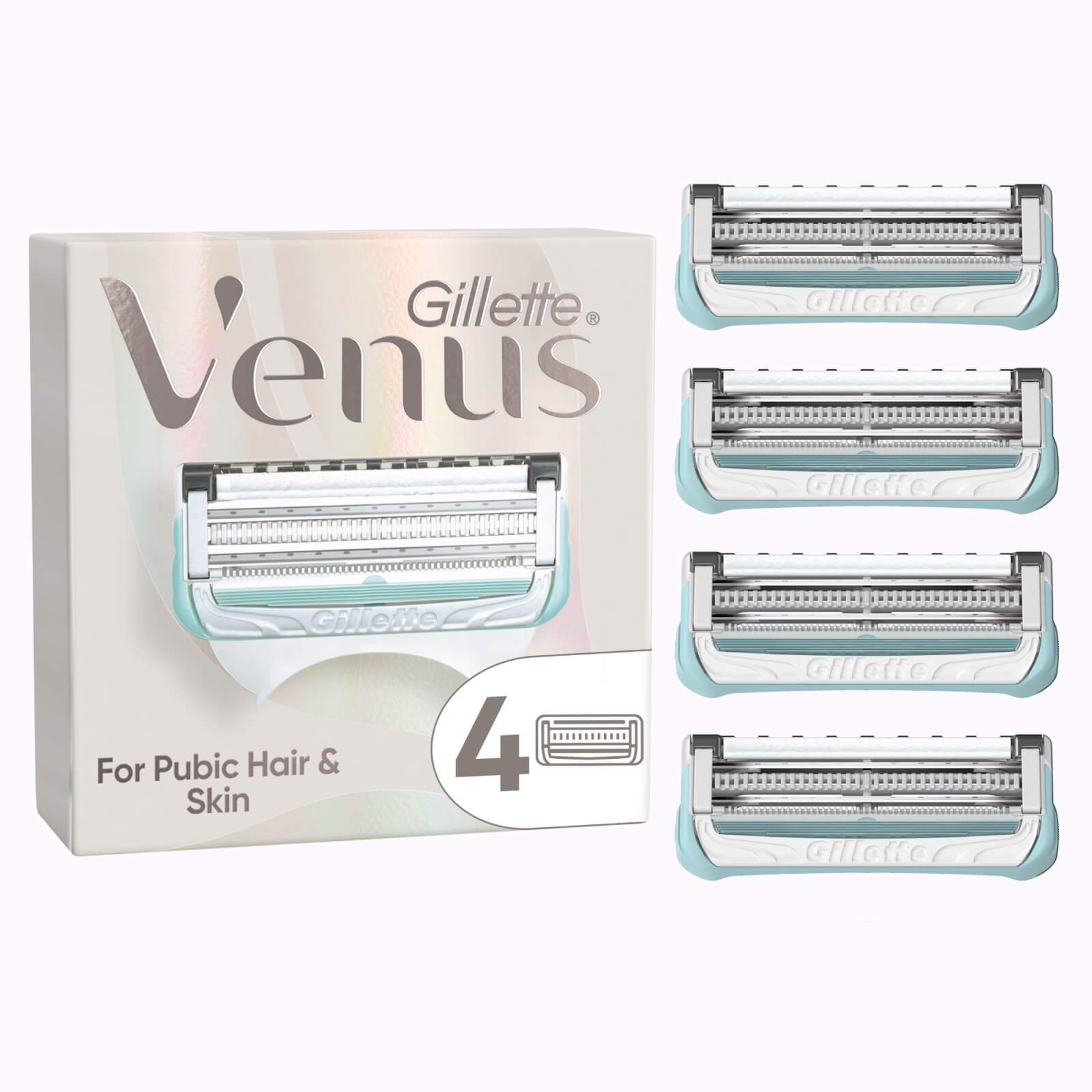 Venus Satin Care Razor Blades for Pubic Hair and Skin - 4 Pack