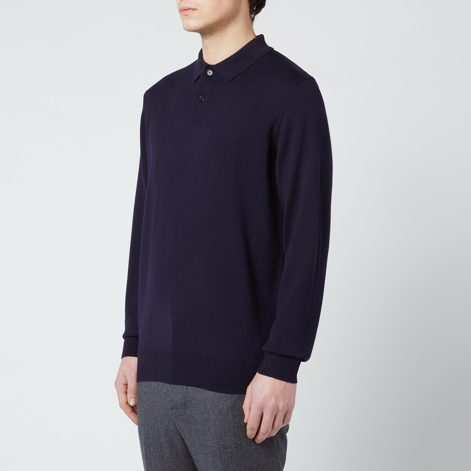 A.P.C. Men's Jerry Long Sleeve Polo Shirt - Dark Navy - S