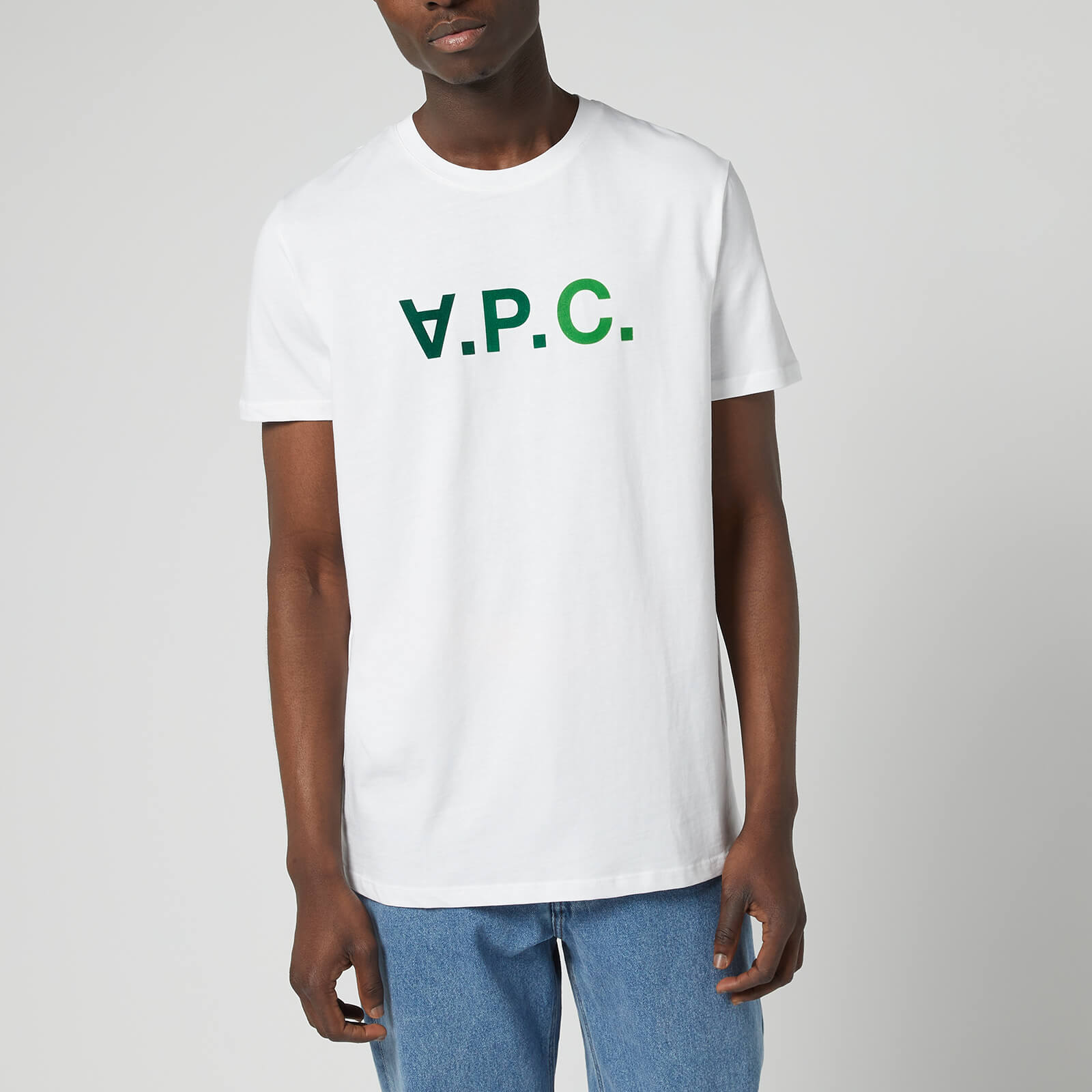 A.P.C. Men's Multicolour Vpc Logo T-Shirt - White/Green - S