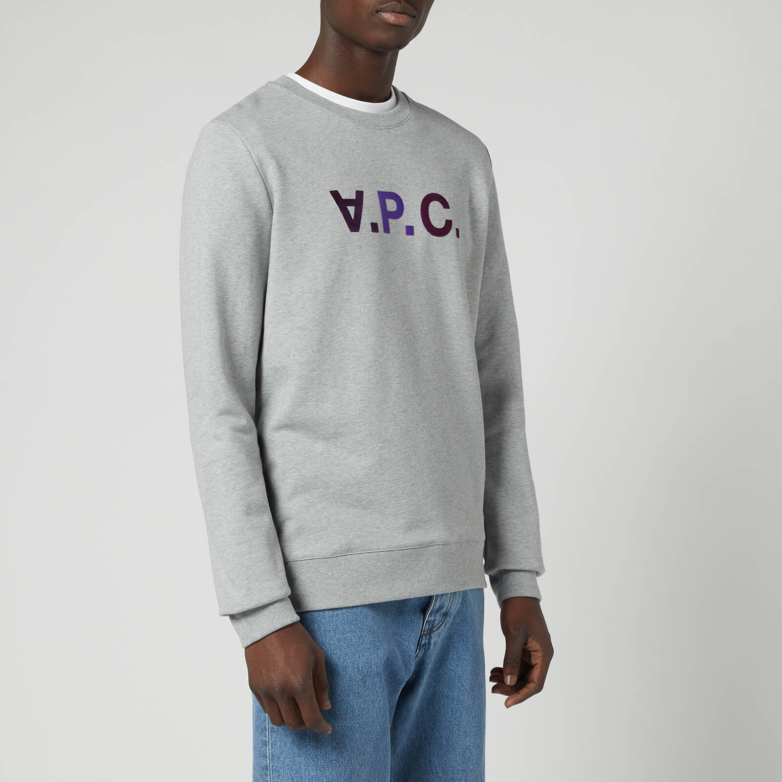 A.P.C. Men's Multicolour Vpc Logo Sweatshirt - Grey/Purple - S