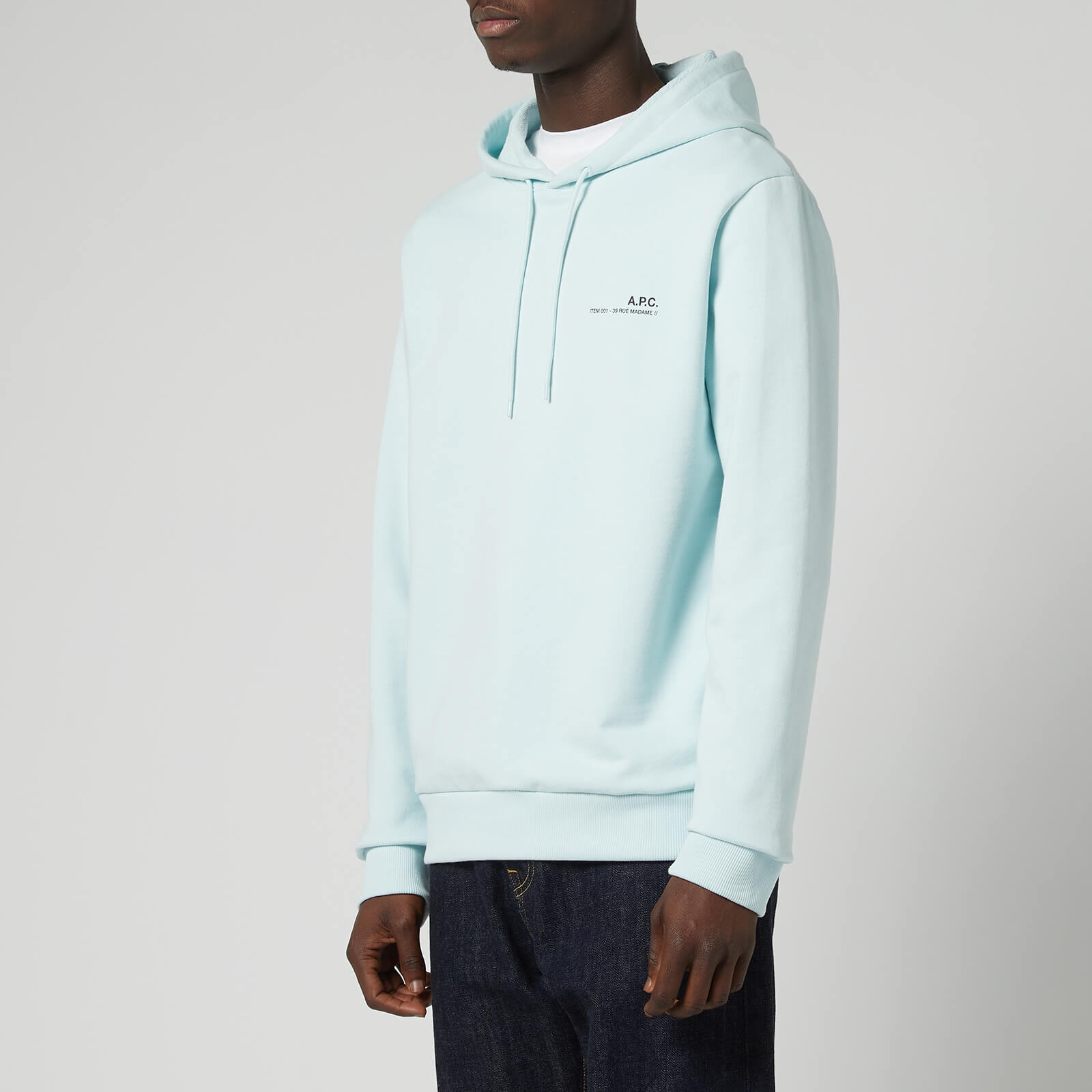 A.P.C. Men's Item Pullover Hoodie - Light Blue - S