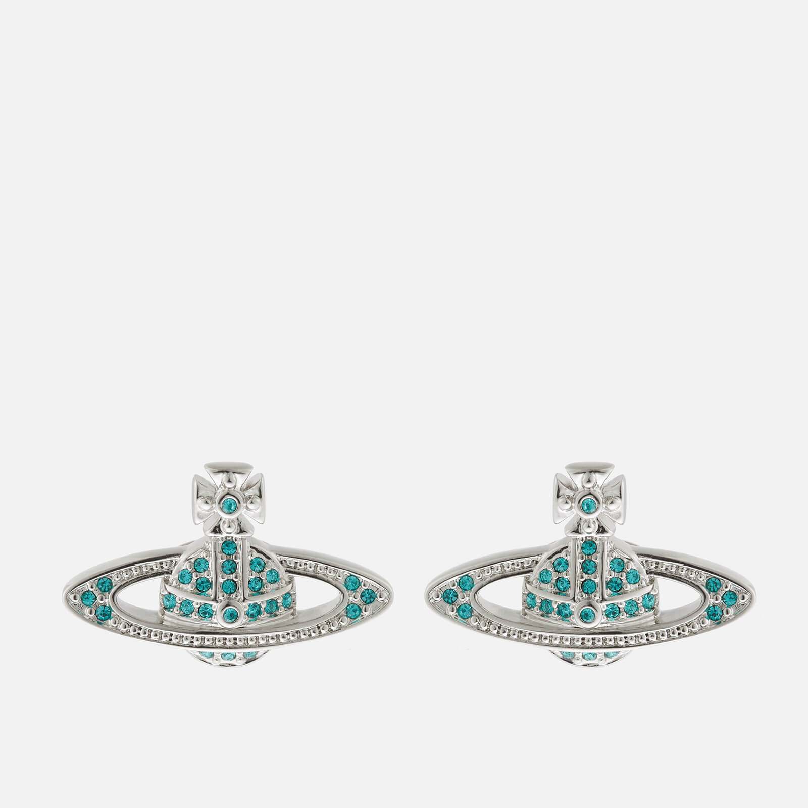 Vivienne Westwood Women's Mini Bas Relief Earrings - Platinum / Blue Zircon