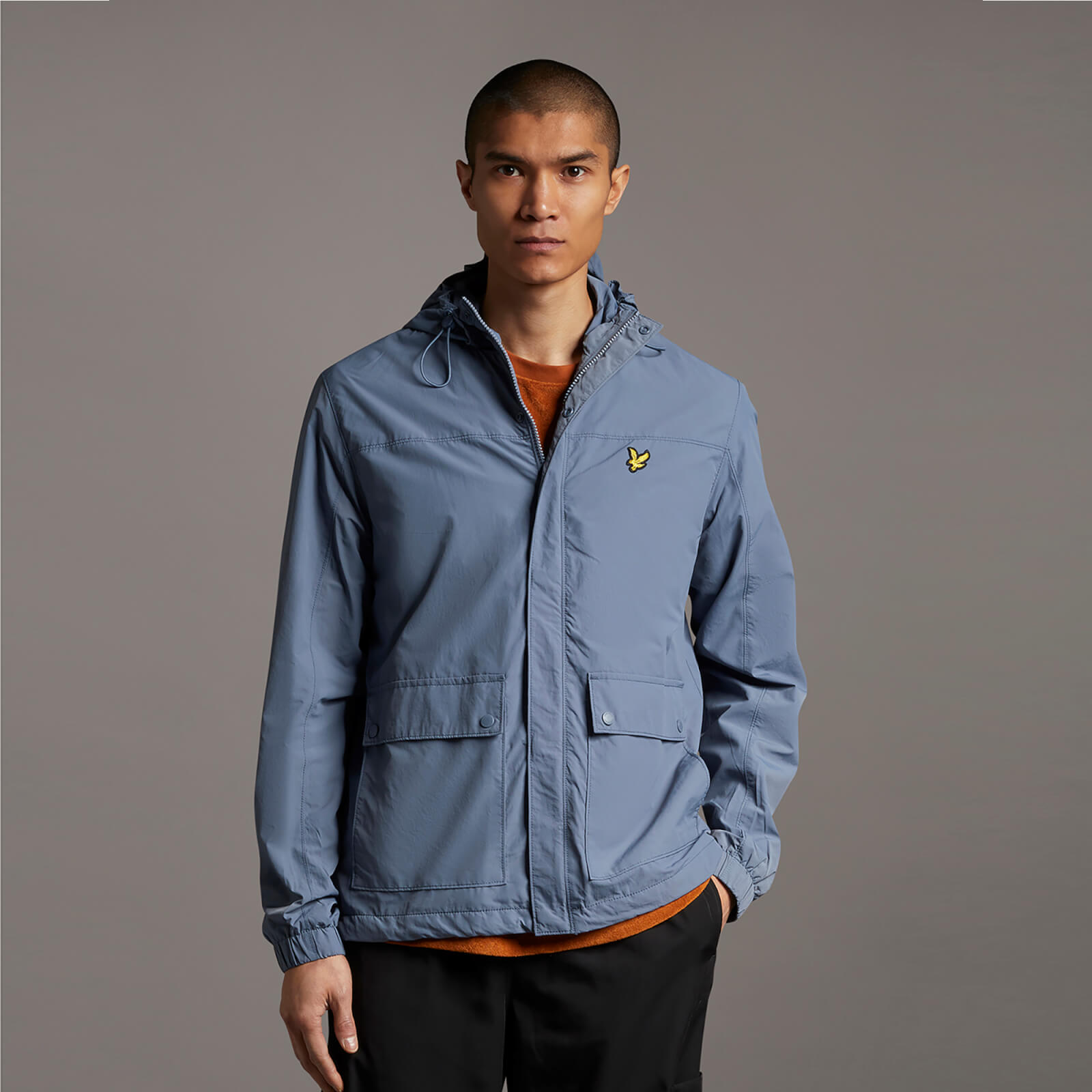 Hooded Pocket Jacket - Slate Blue - XS