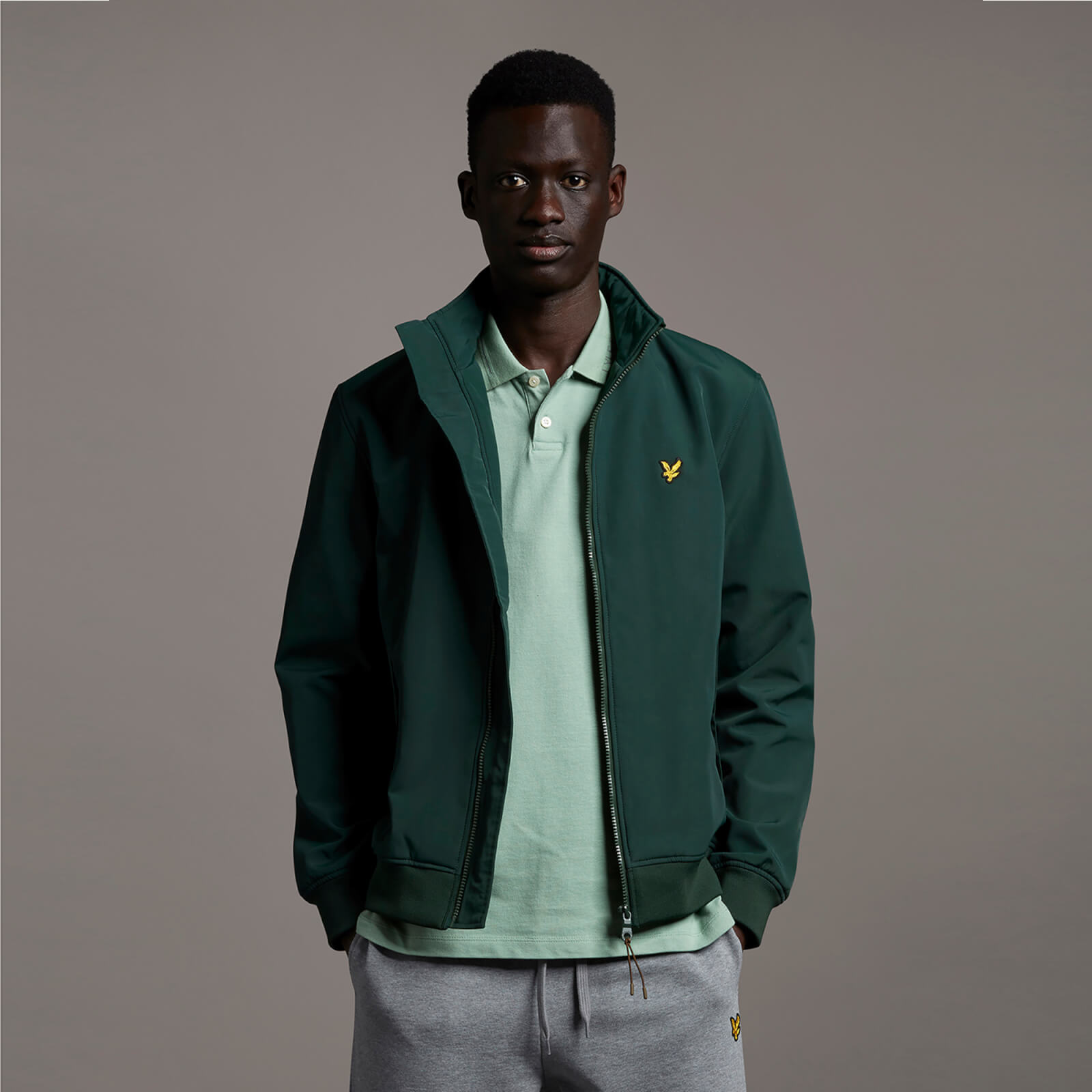 Fleece Lined Funnel Neck Jacket - Dark Green - M