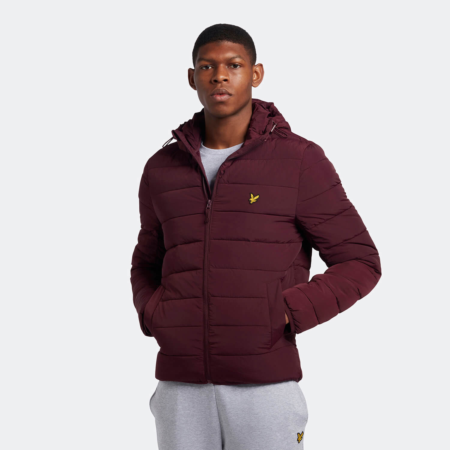 Men's Lightweight Puffer Jacket - Burgundy - XS