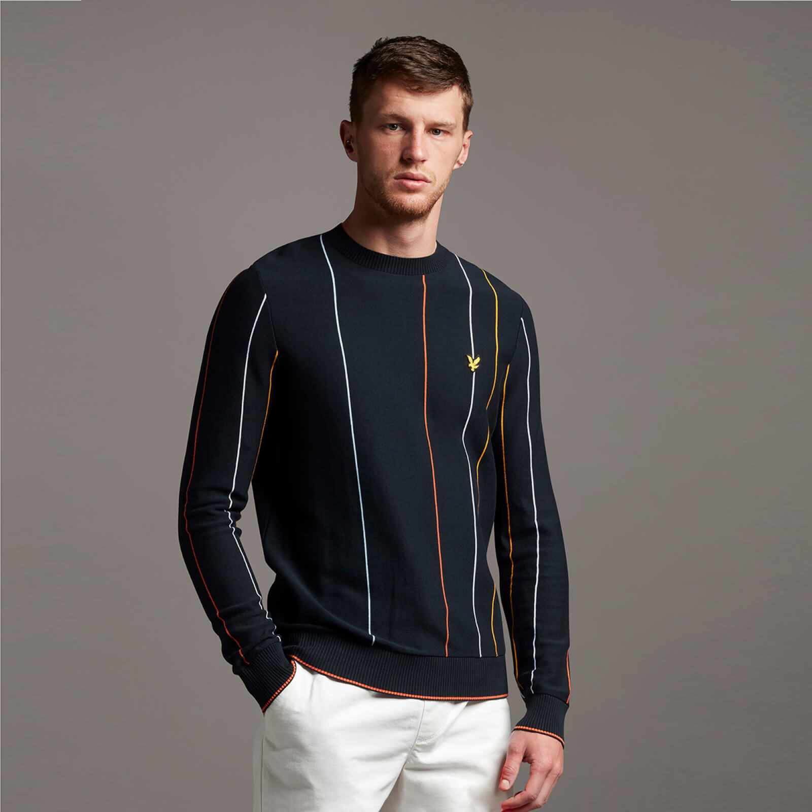 

Vertical Stripe Crew Neck Jumper - Dark Navy - XS