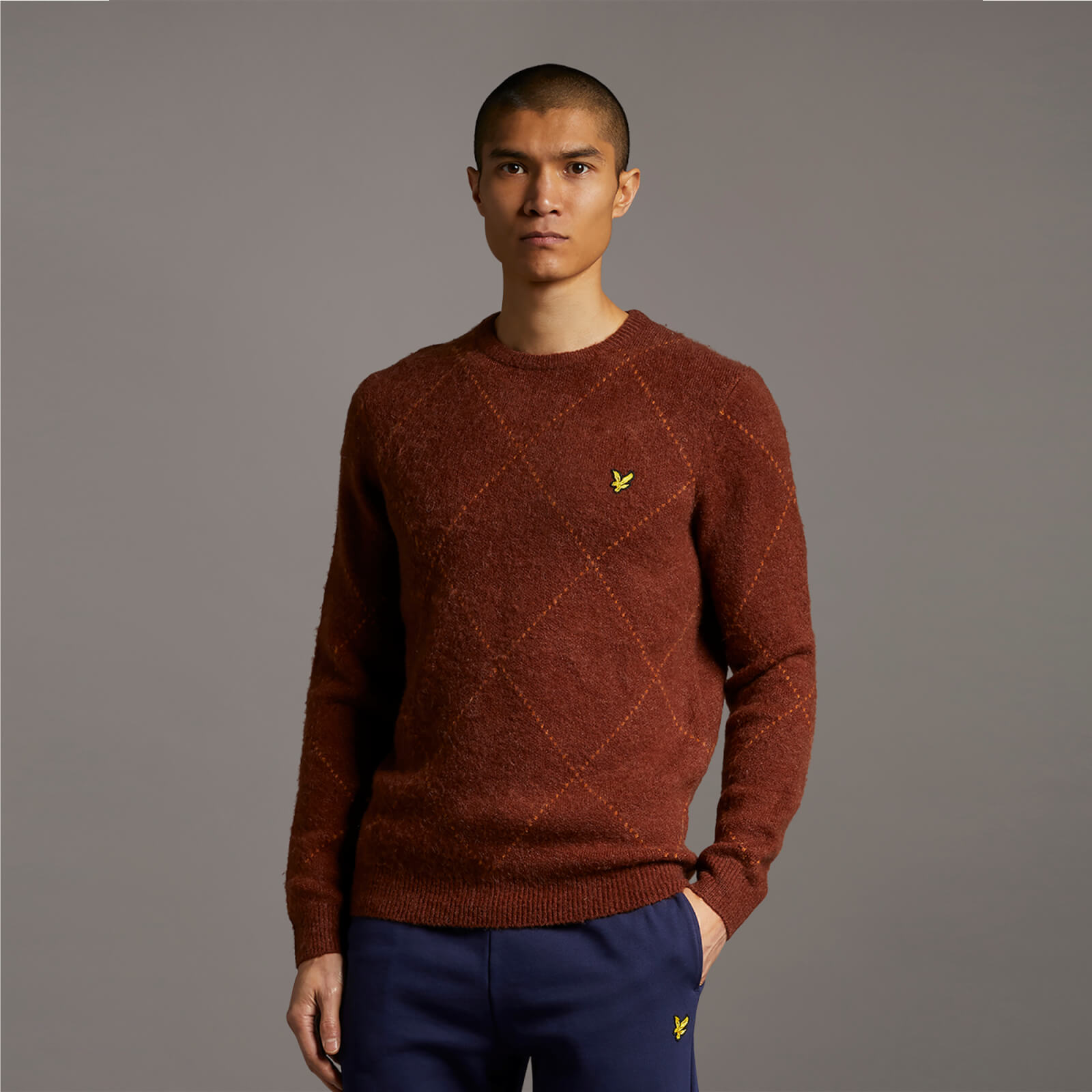 

Brushed Argyle Jumper - Rust - L