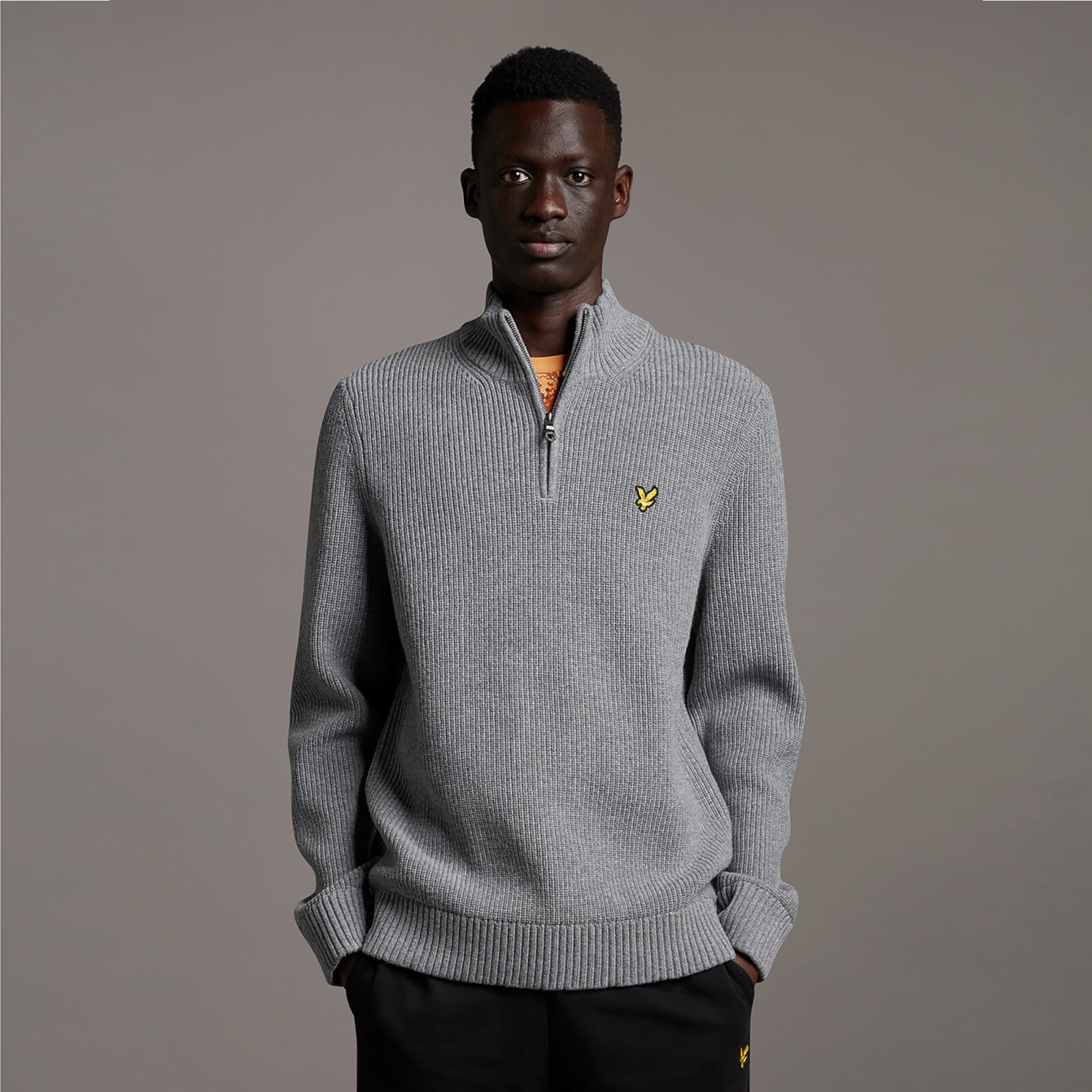 

Ribbed 1/4 Zip Jumper - Mid Grey Marl - M