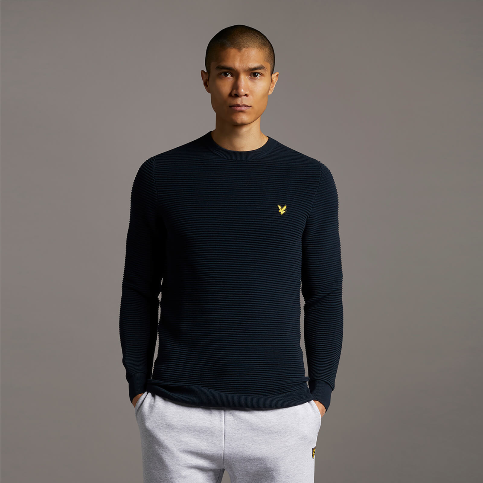 

Ribbed Crew Neck Jumper - Dark Navy - XL
