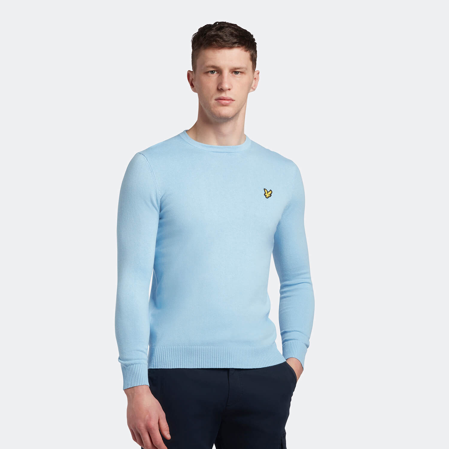 

Men's Cotton Merino Crew Neck Jumper - Light Blue - M