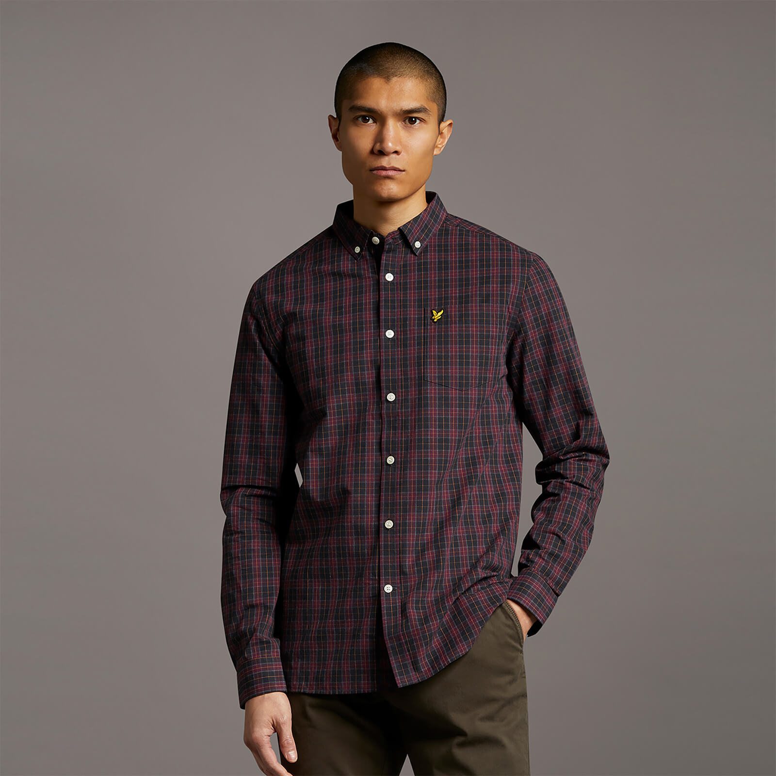 

Check Poplin Shirt - Jet Black/ Burgundy - L