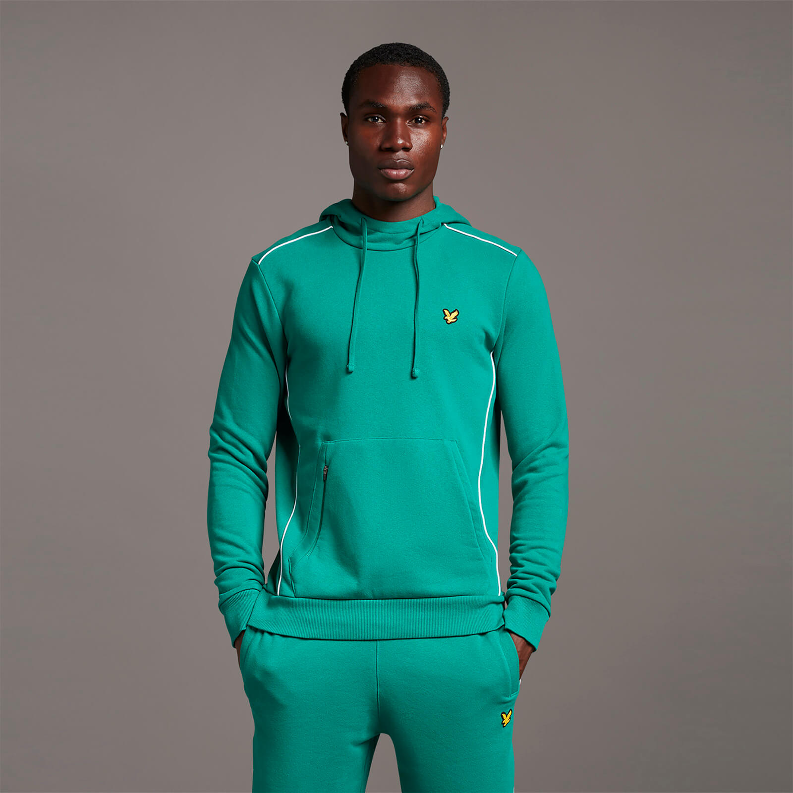 

Hoodie with Contrast Piping - Pine Green - L