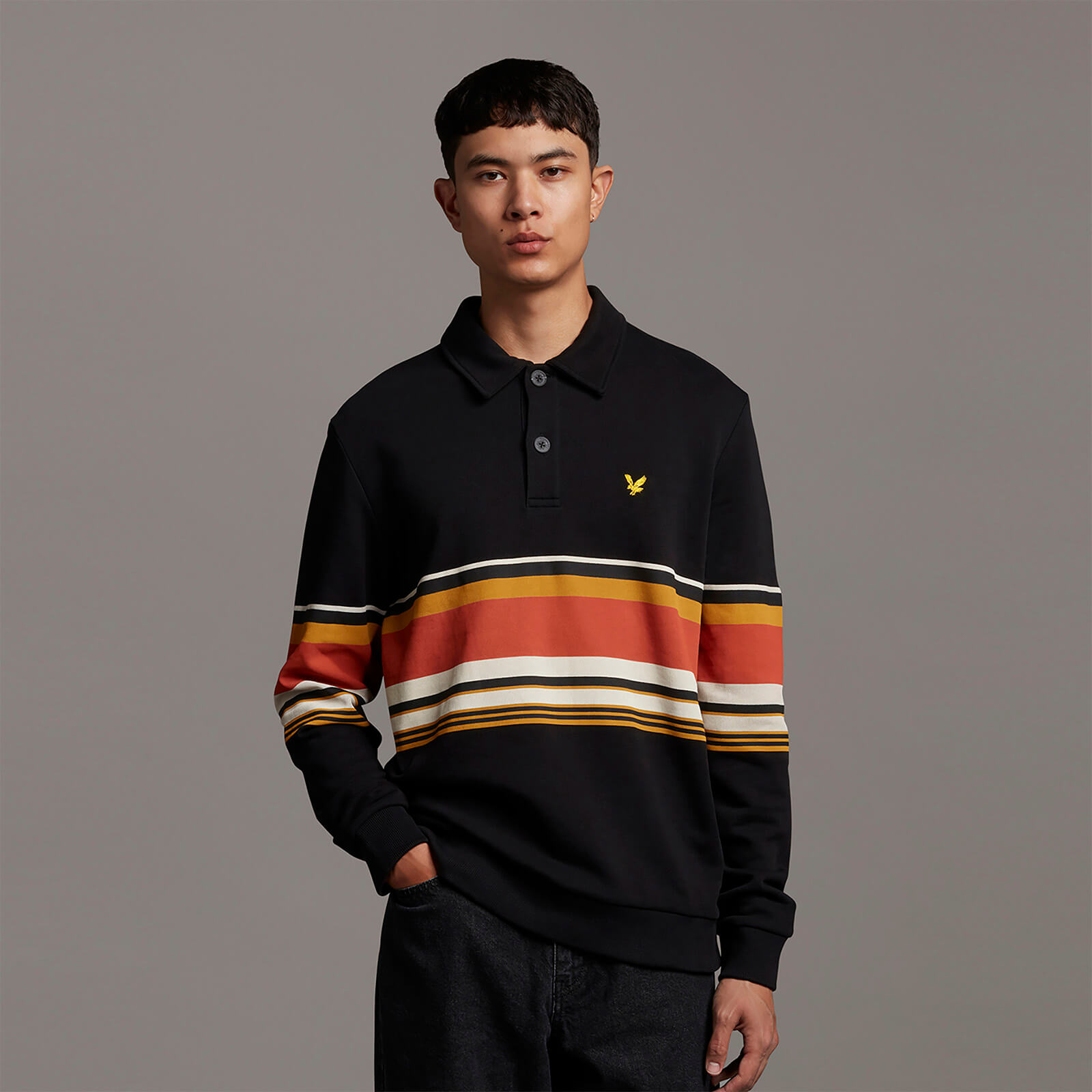 

Archive Collared Stripe Panel Sweatshirt - True Black - XS