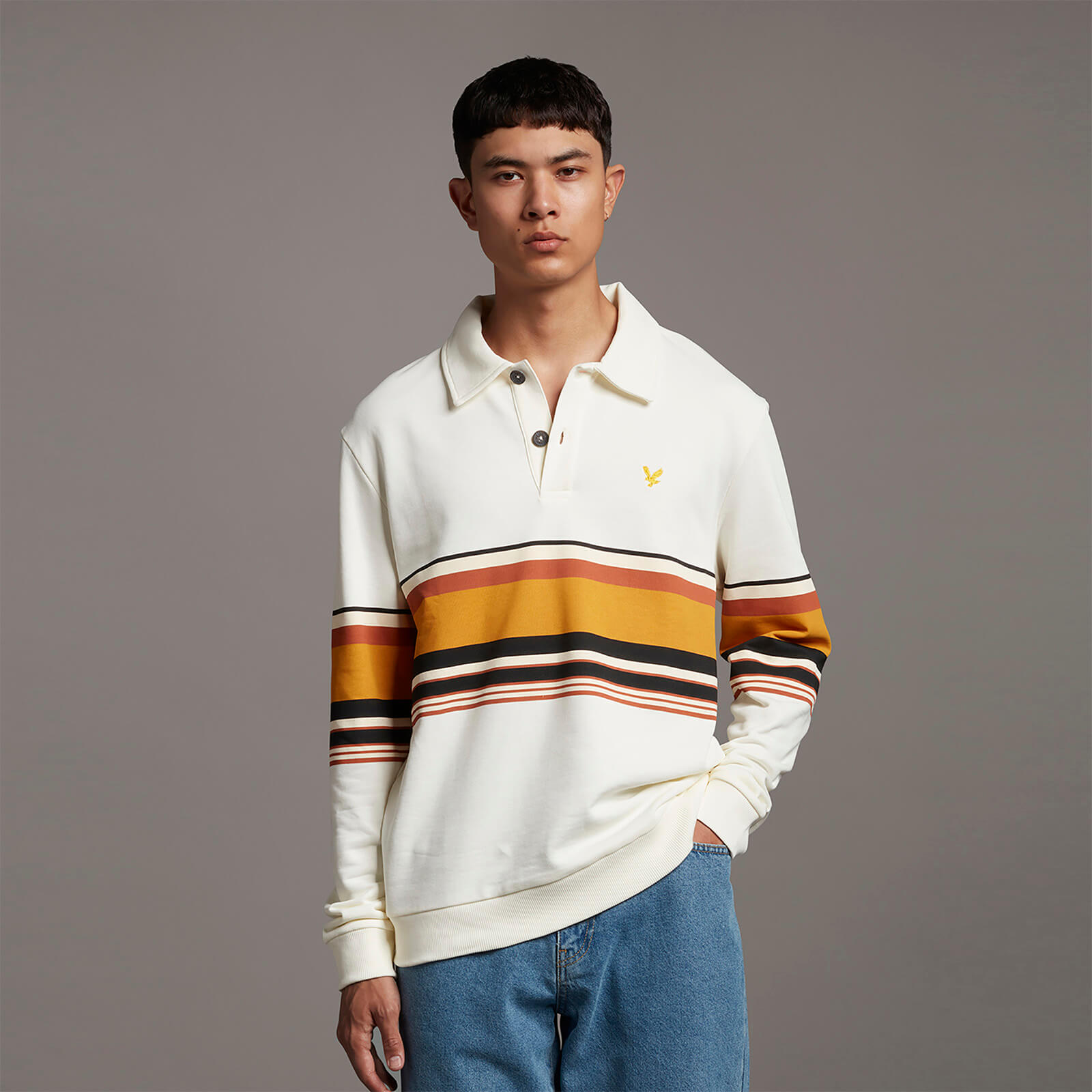 

Archive Collared Stripe Panel Sweatshirt - Vanilla Ice - S