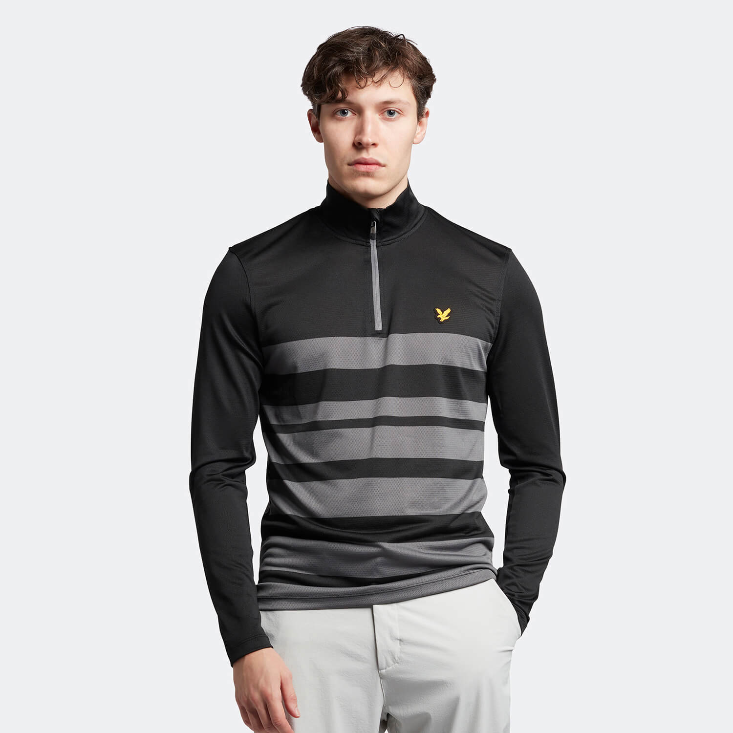 Men's Lightweight Wide Stripe Midlayer - True Black - M