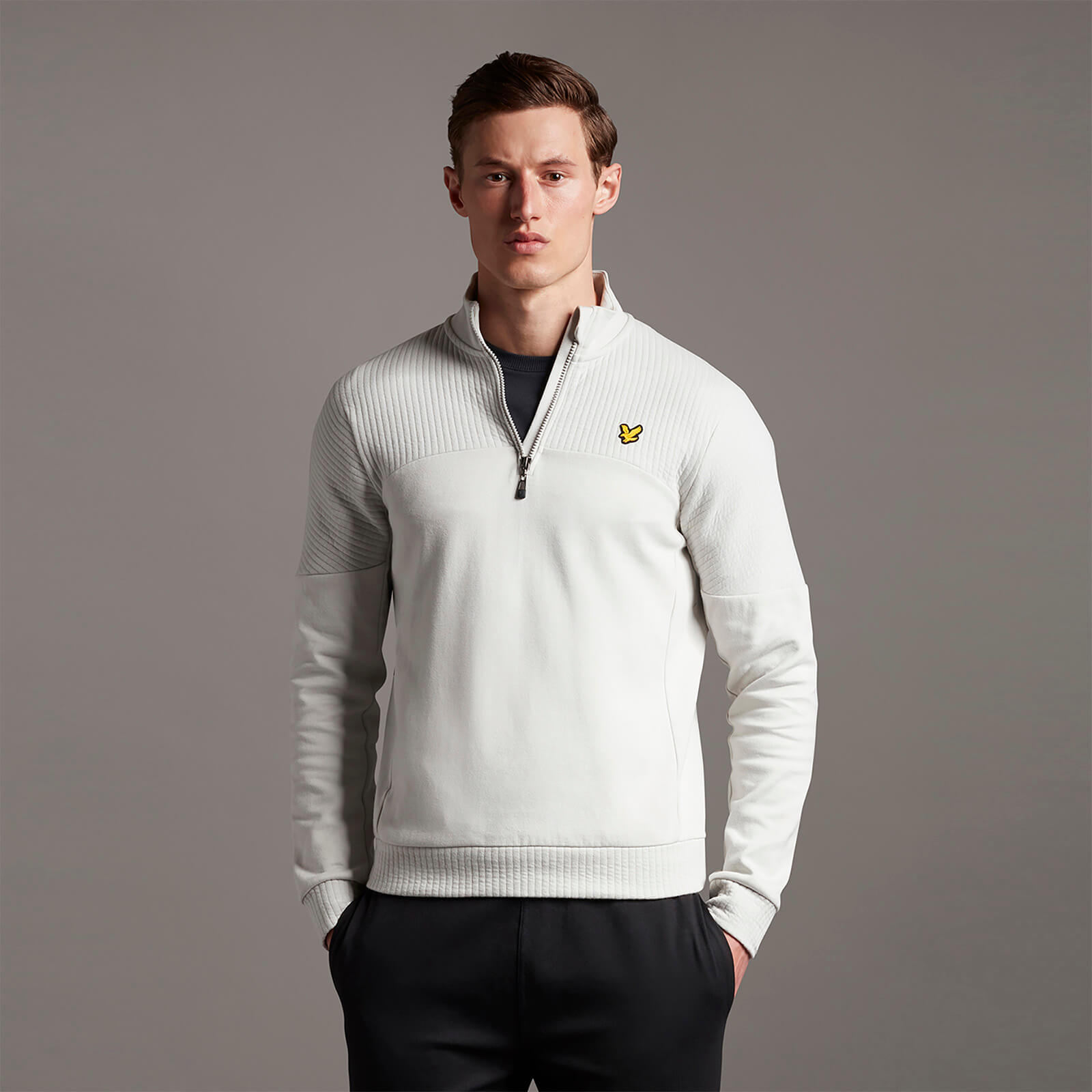 

Midlayer with Textured Contrast - Pebble - S