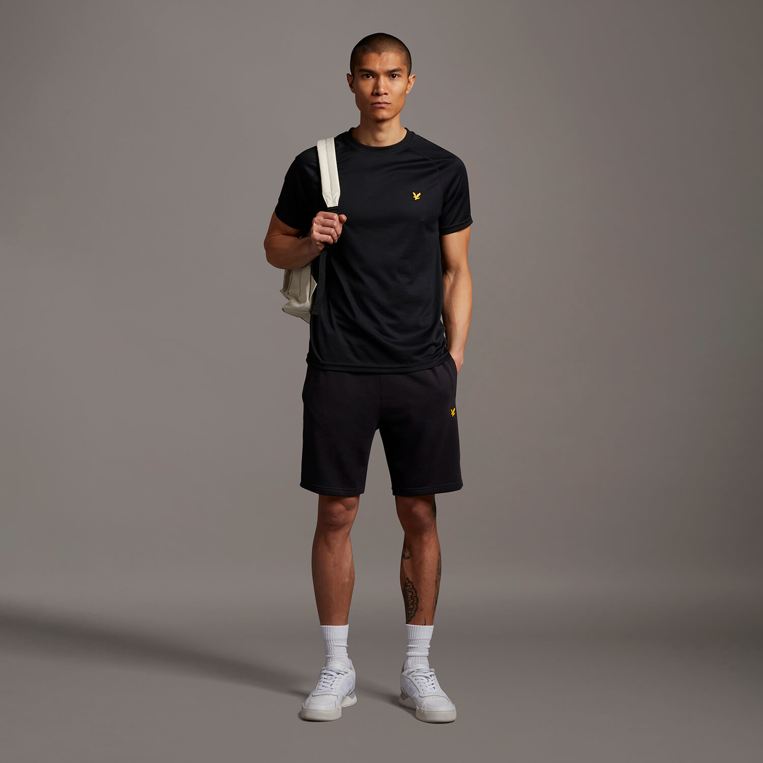 Men's Sweat Short With Contrast Piping - True Black - L