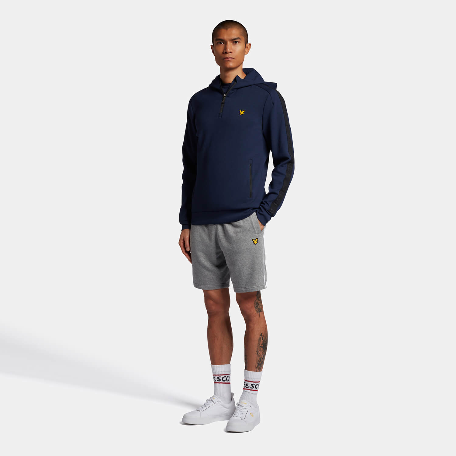 

Men's Sweat Short With Contrast Piping - Mid Grey Marl - M