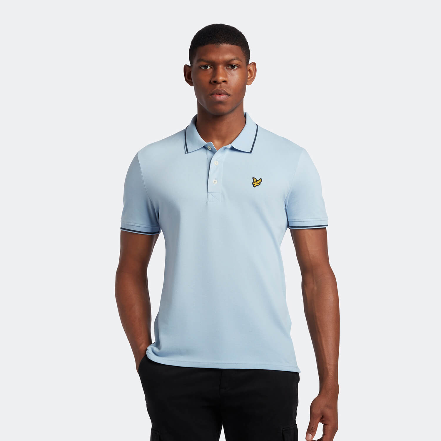 

Men's Tipped Polo Shirt - Light Blue/Dark Navy - XL